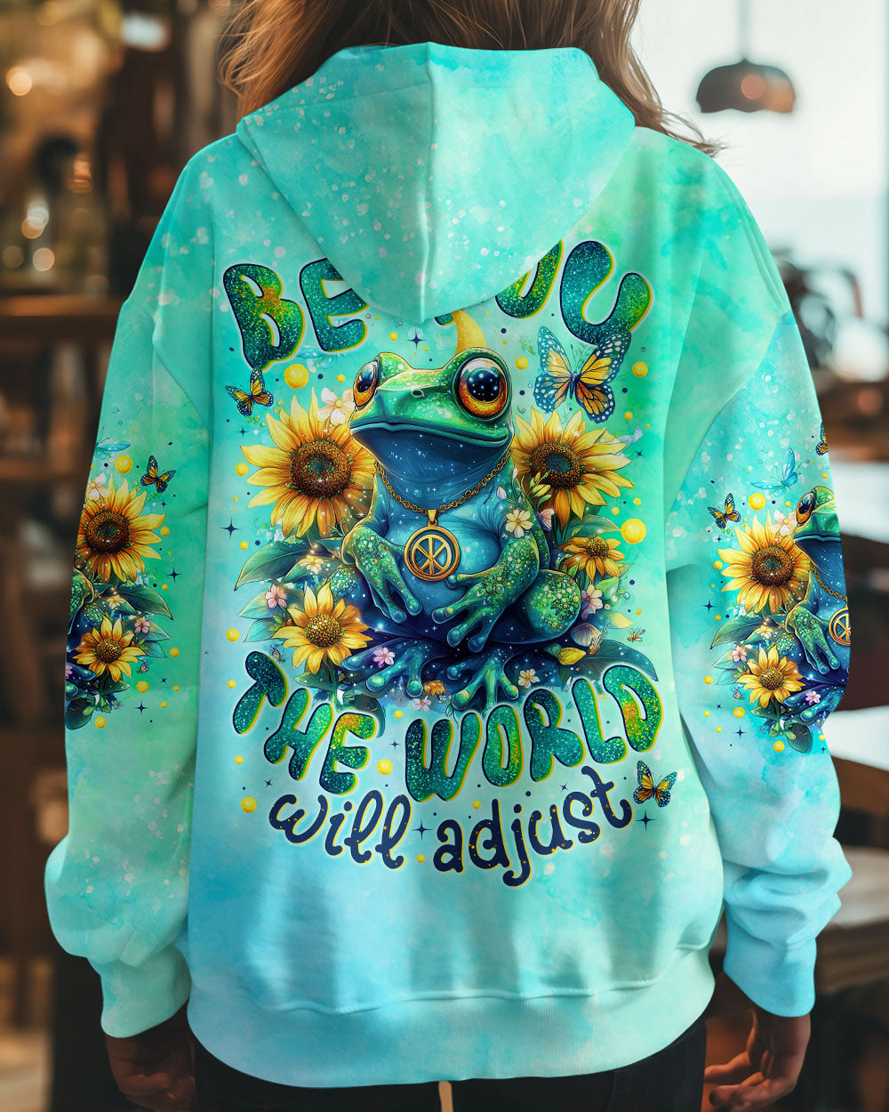 Be You The World Will Adjust Hippie Frog Sunflower Tie Dye AOP Shirts _8_ SWQuE