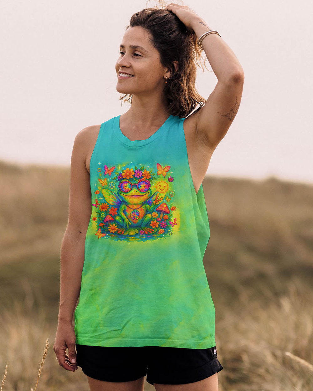Be You The World Will Adjust Hippie Frog Tie Dye Style for Women AOP Shirts _3_ q42YK