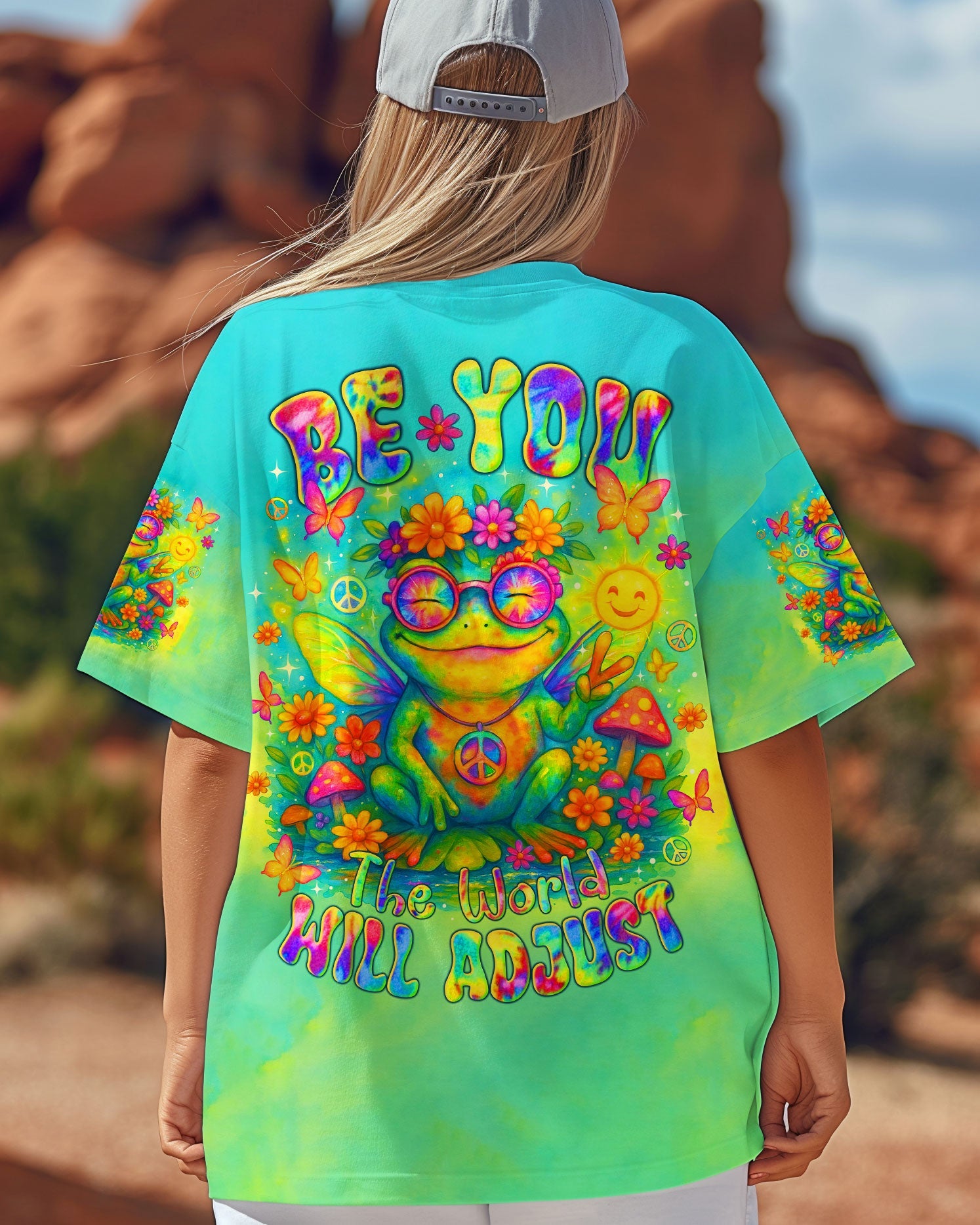 Be You The World Will Adjust Hippie Frog Tie Dye Style for Women AOP Shirts _5_ dh1Vq