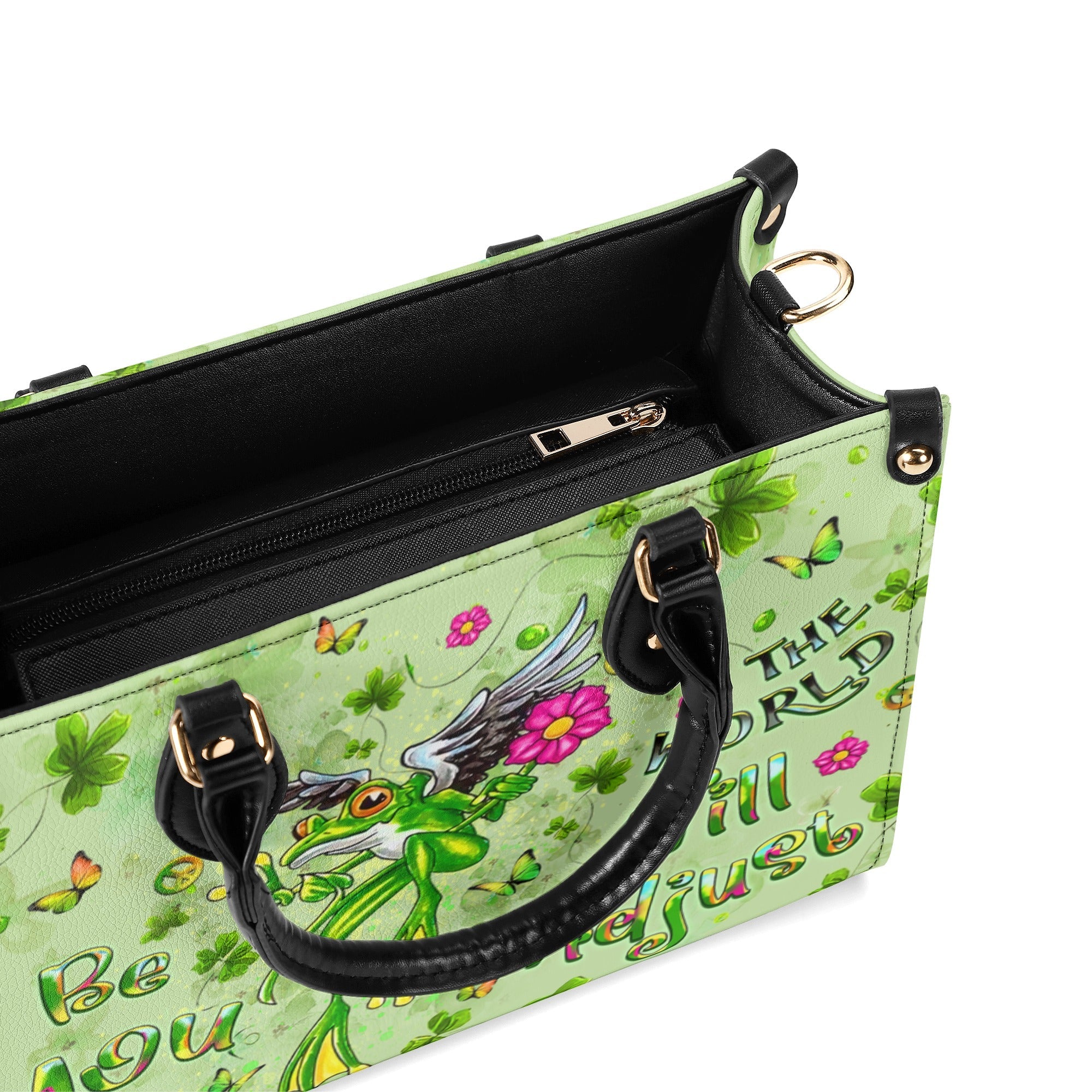 Be You The World Will Adjust Hippie Frog Whimsical Green Leather Bag _4_ PQAVO