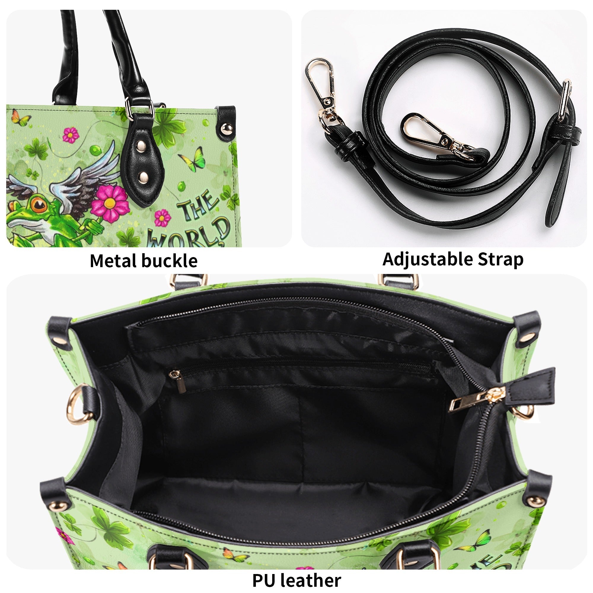 Be You The World Will Adjust Hippie Frog Whimsical Green Leather Bag _5_ tRpJg