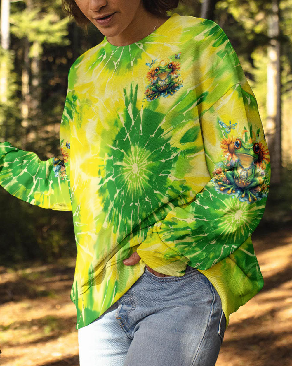 Be You The World Will Adjust Hippie Tie Dye Sunflower Frog AOP Shirts _10_ IcfeI