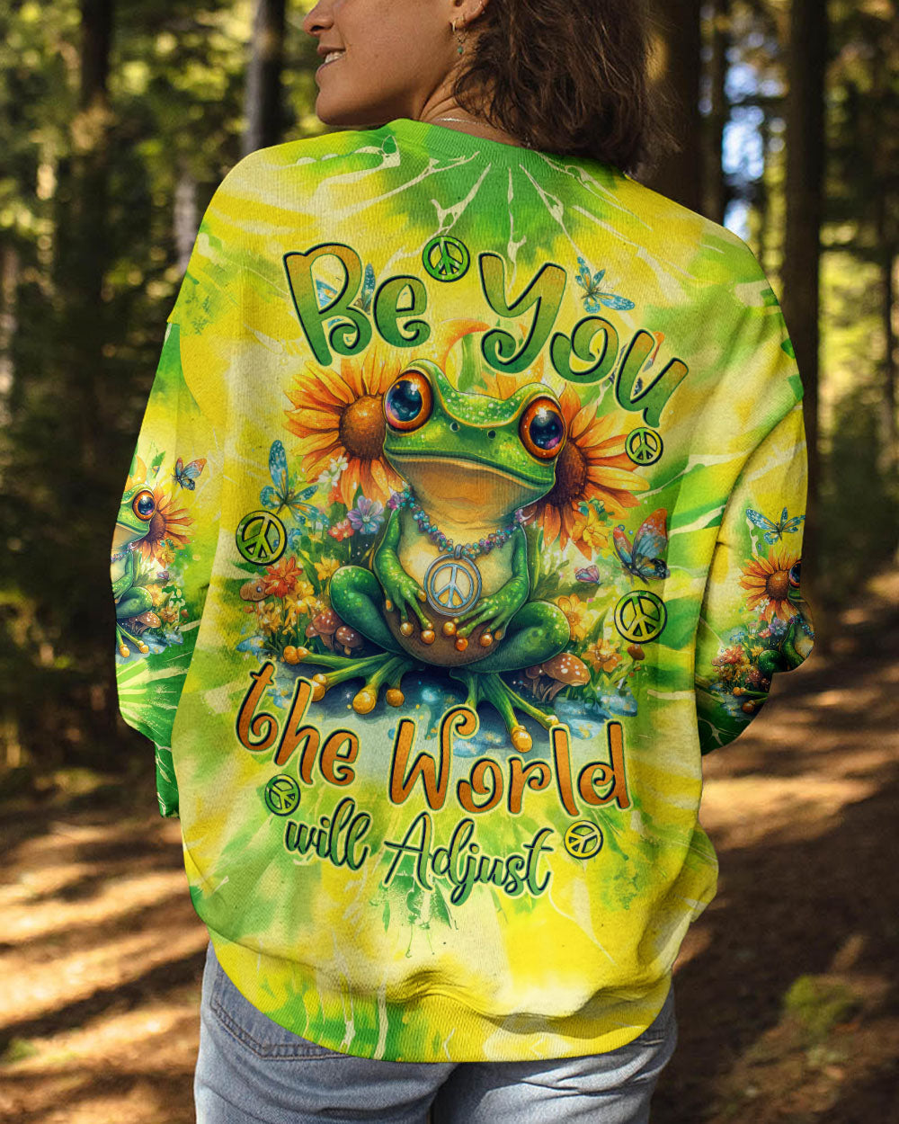 Be You The World Will Adjust Hippie Tie Dye Sunflower Frog AOP Shirts _11_ aVRqq