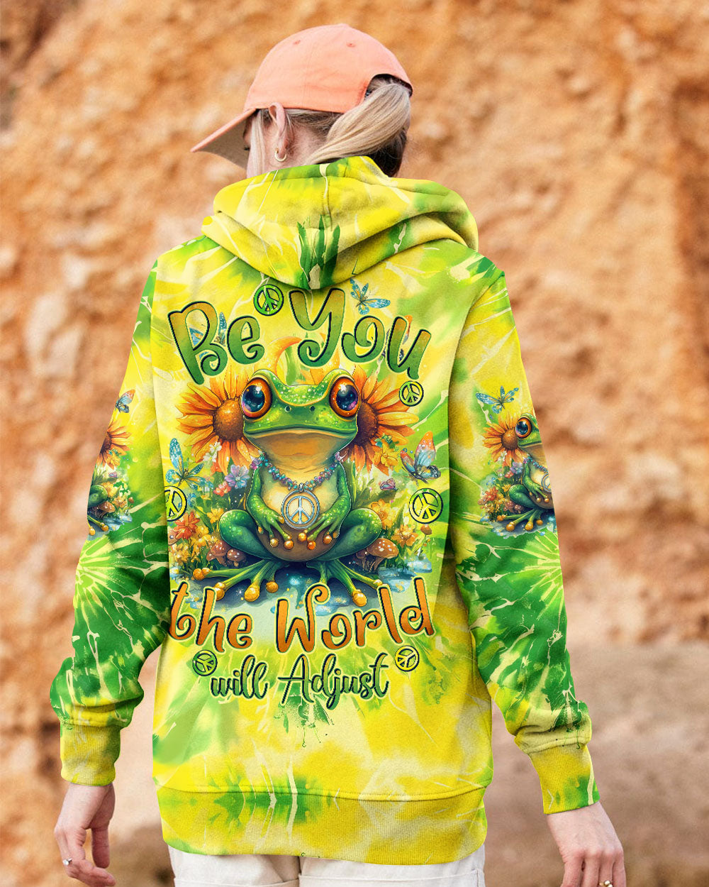 Be You The World Will Adjust Hippie Tie Dye Sunflower Frog AOP Shirts _2_ wQLTM