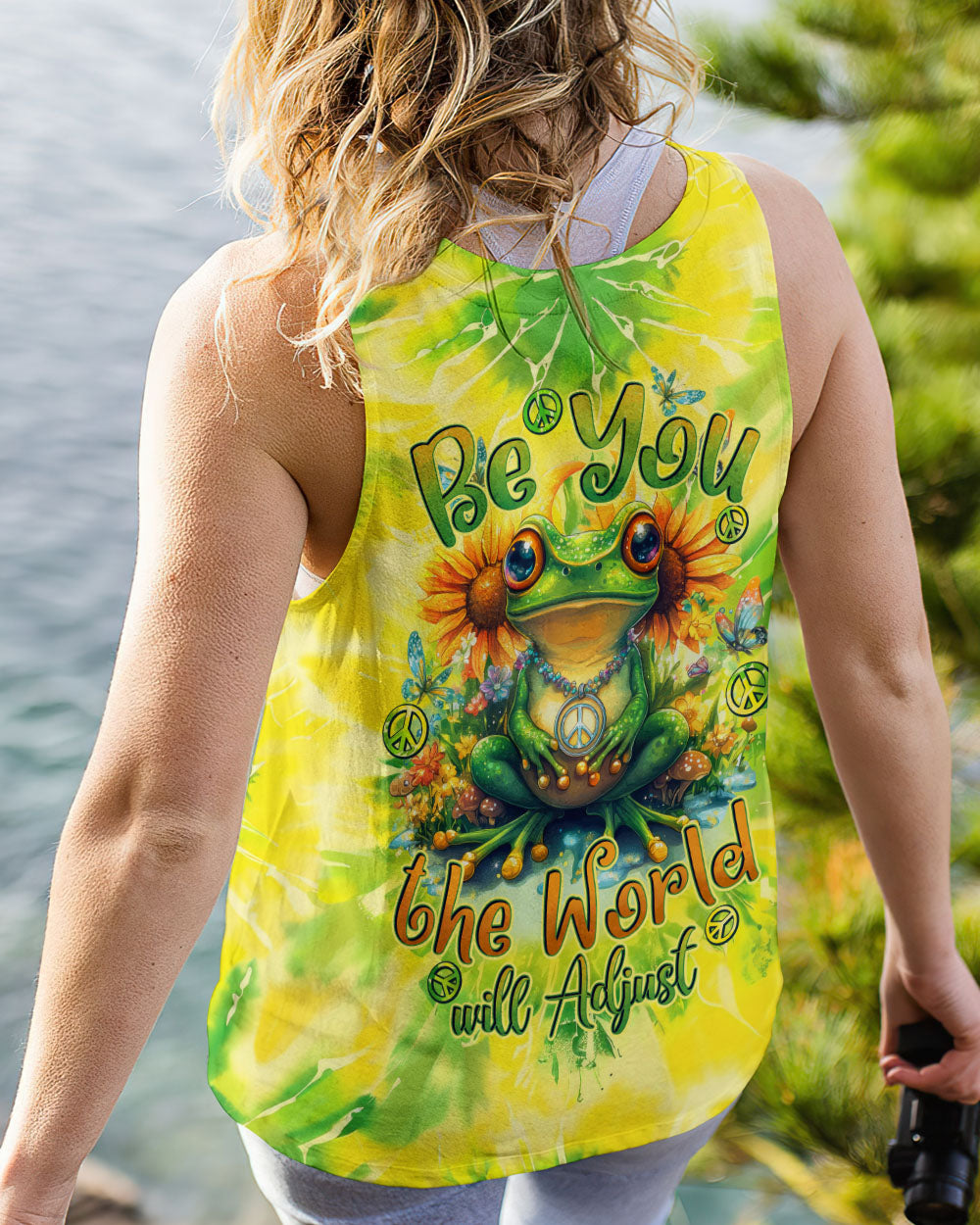 Be You The World Will Adjust Hippie Tie Dye Sunflower Frog AOP Shirts _3_ dHzmF
