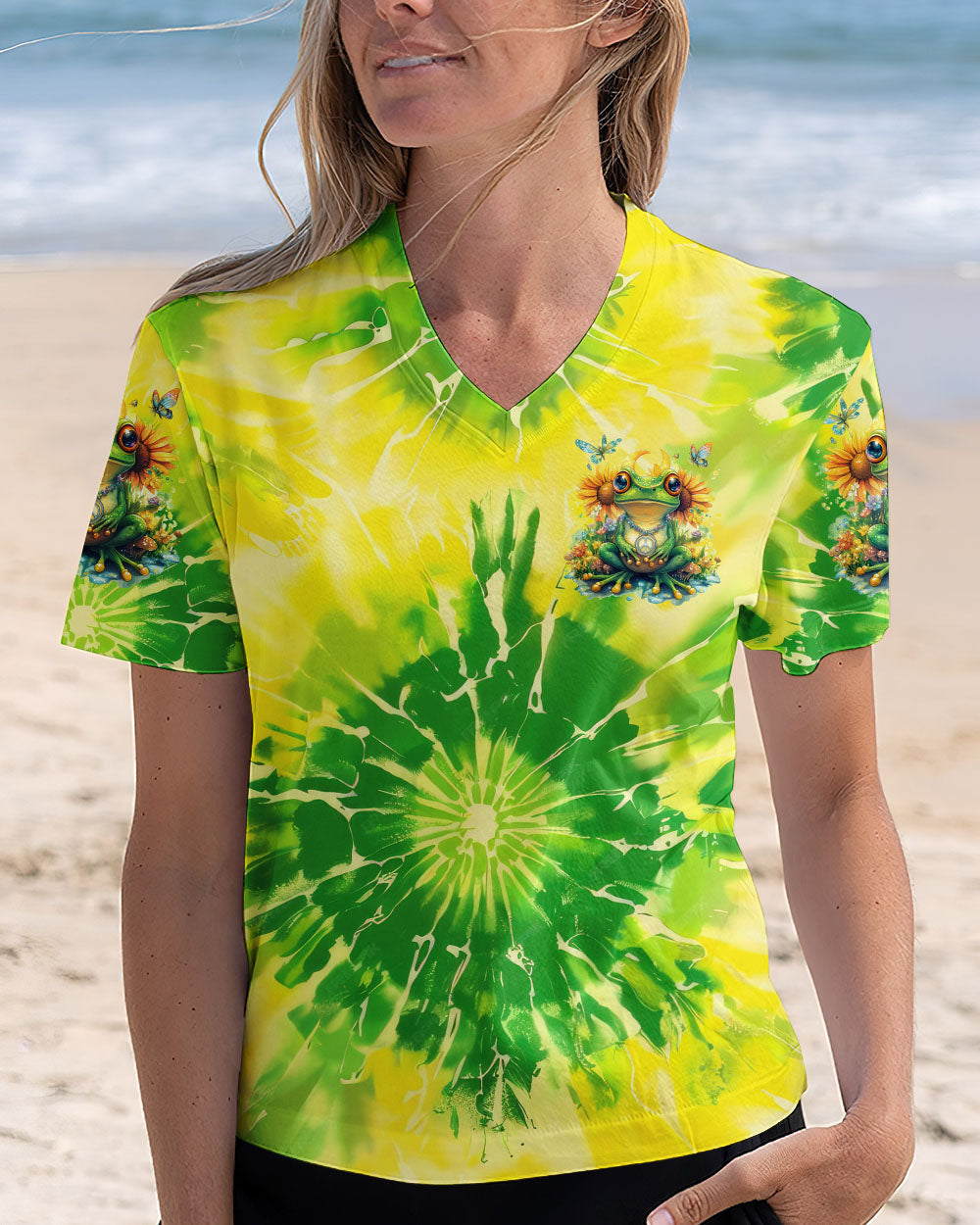 Be You The World Will Adjust Hippie Tie Dye Sunflower Frog AOP Shirts _6_ w2MB3