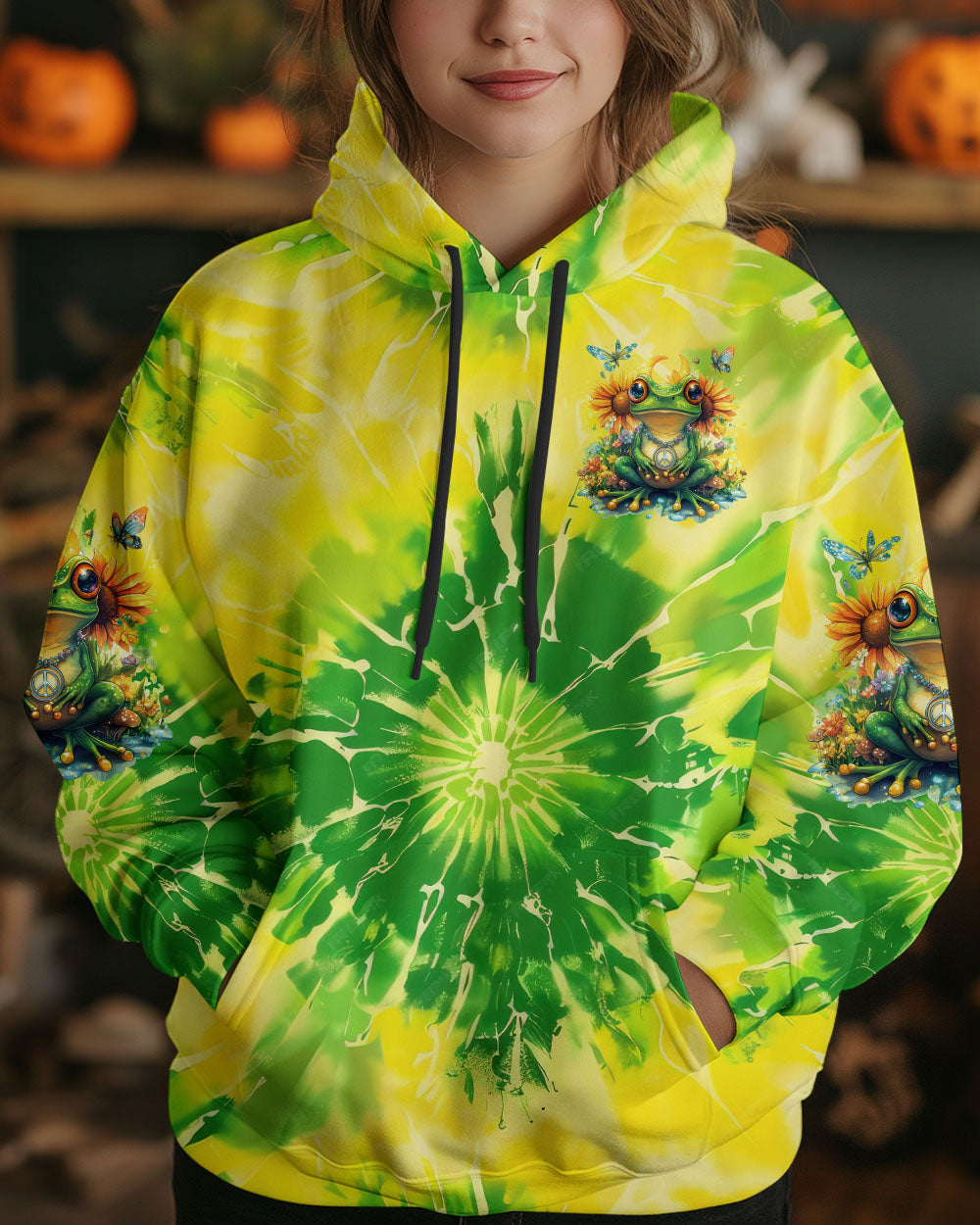 Be You The World Will Adjust Hippie Tie Dye Sunflower Frog AOP Shirts _8_ gscdM