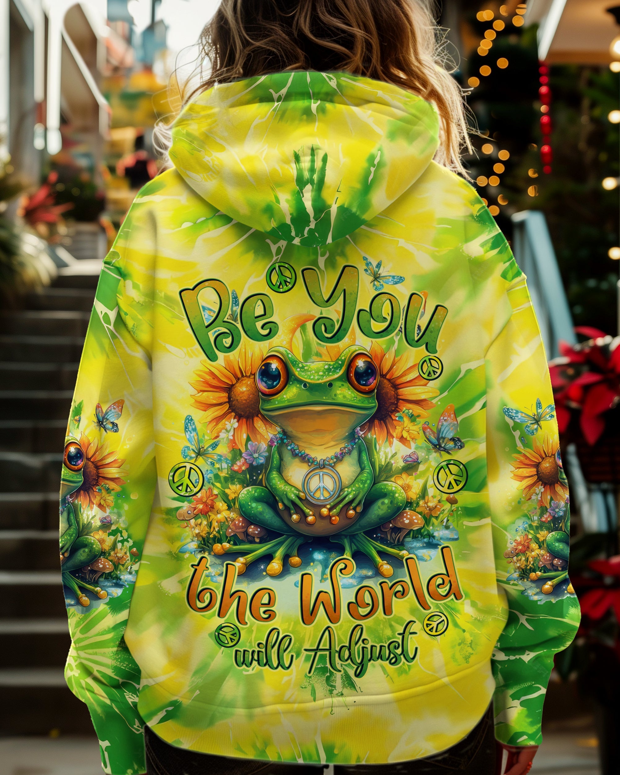 Be You The World Will Adjust Hippie Tie Dye Sunflower Frog AOP Shirts _9_ 99yTC