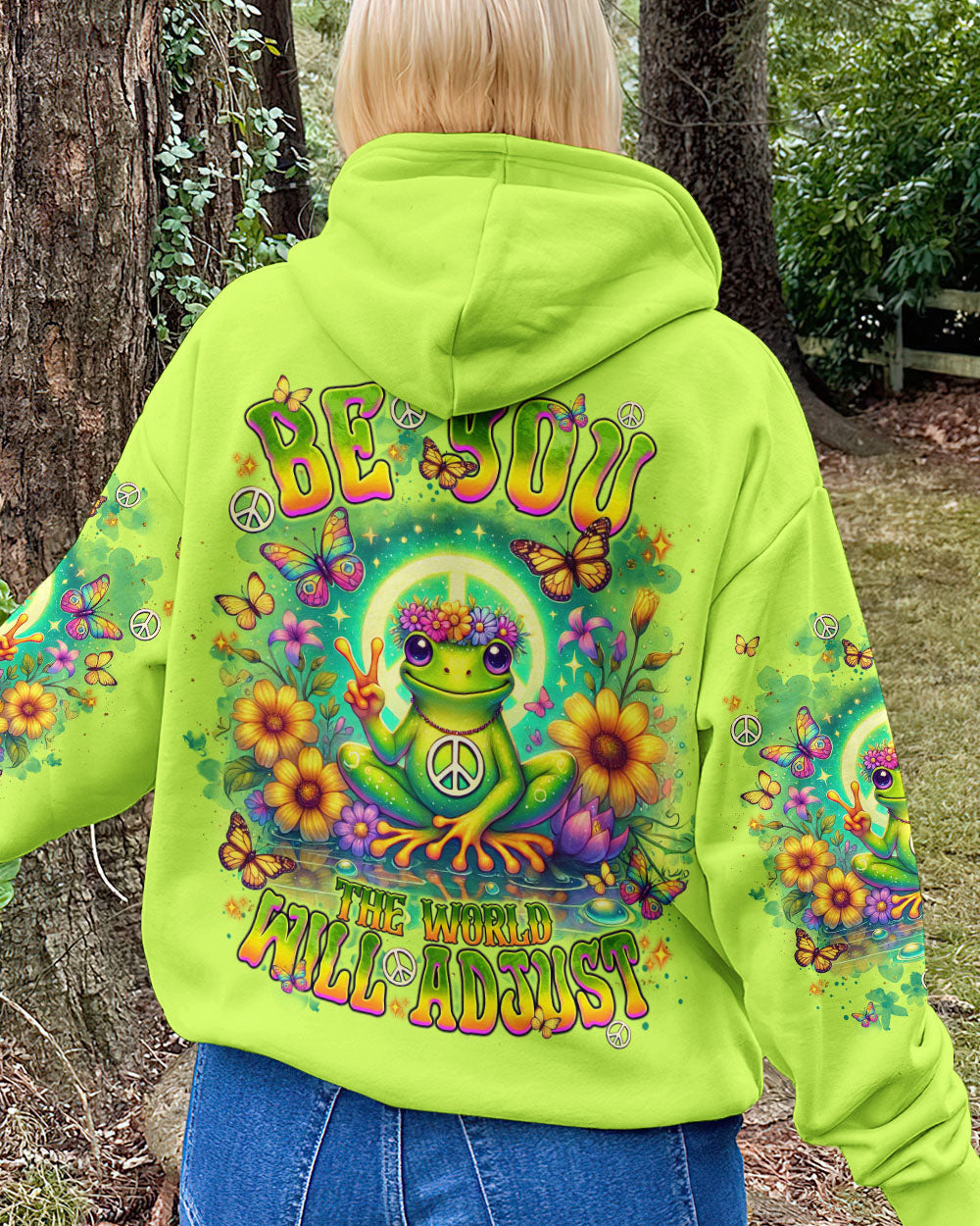 Be You The World Will Adjust Meditating Peace Frog Graphic AOP Shirts _11_ Q6eX7