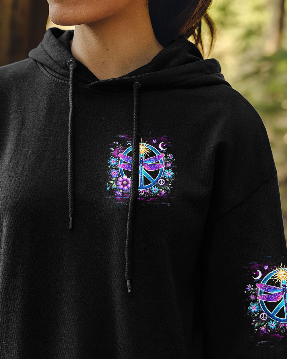 Be You The World Will Adjust Nron Dragonfly and Sun Peace Sign AOP Shirts _2_ BX8kr