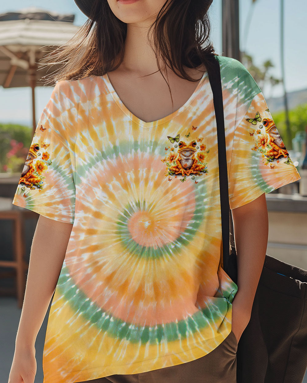 Be You The World Will Adjust Orange Tie Dye Frog and Butterfly AOP Shirts _14_ YIlo5
