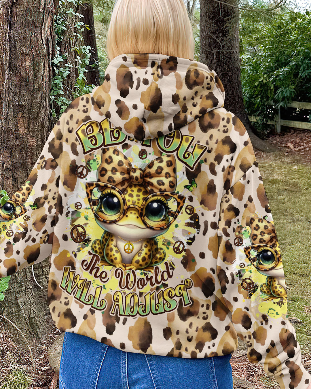 Be You The World Will Adjust Peace Frog Leopard with Glasses and Bow AOP Shirts _12_ cVprn