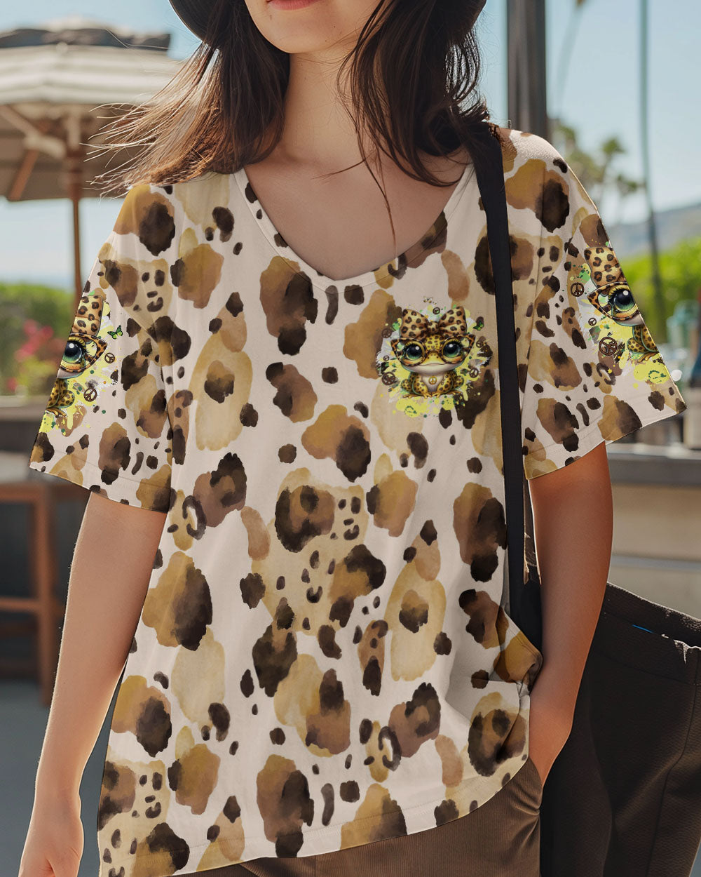 Be You The World Will Adjust Peace Frog Leopard with Glasses and Bow AOP Shirts _2_ n2bE7