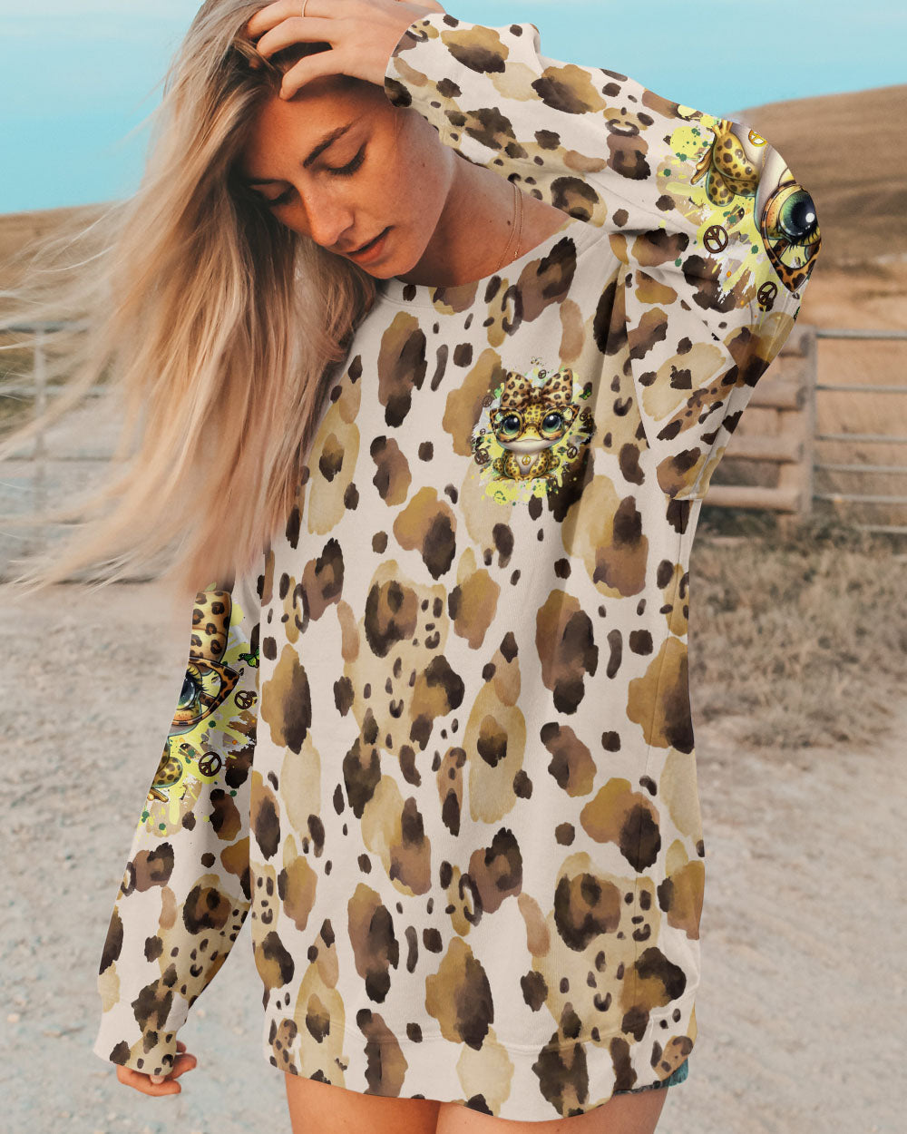 Be You The World Will Adjust Peace Frog Leopard with Glasses and Bow AOP Shirts _6_ ALRgg