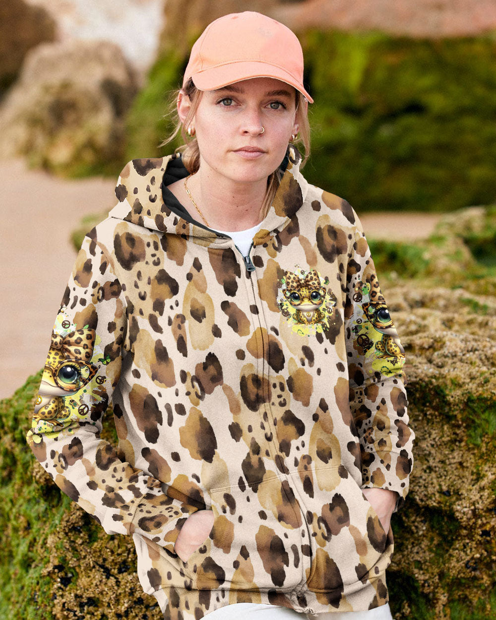 Be You The World Will Adjust Peace Frog Leopard with Glasses and Bow AOP Shirts _8_ 00VHx