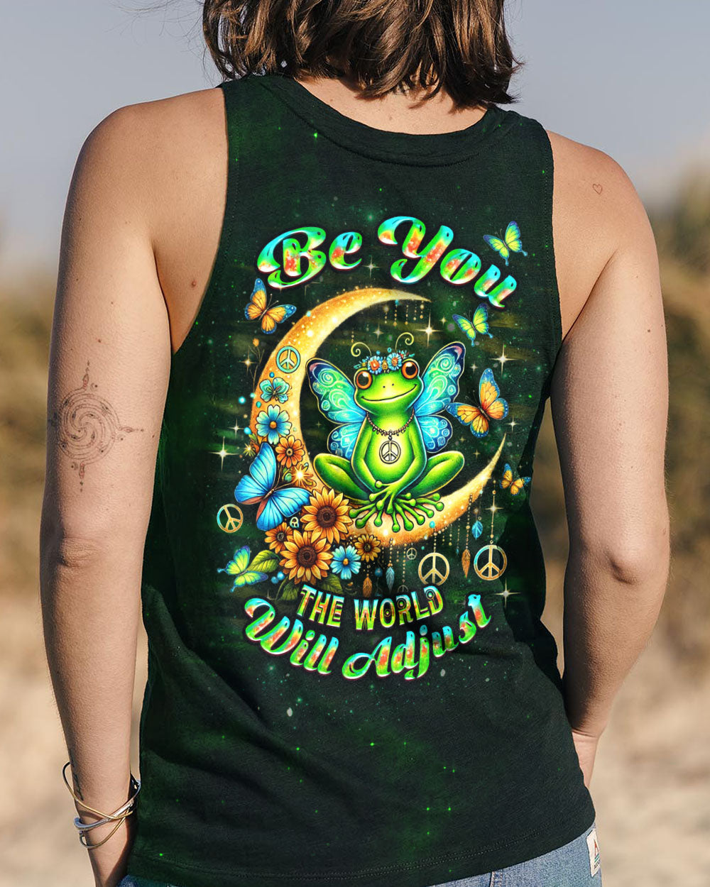 Be You The World Will Adjust Peace Frog Moon and Butterfly AOP Shirts _11_ n03vv