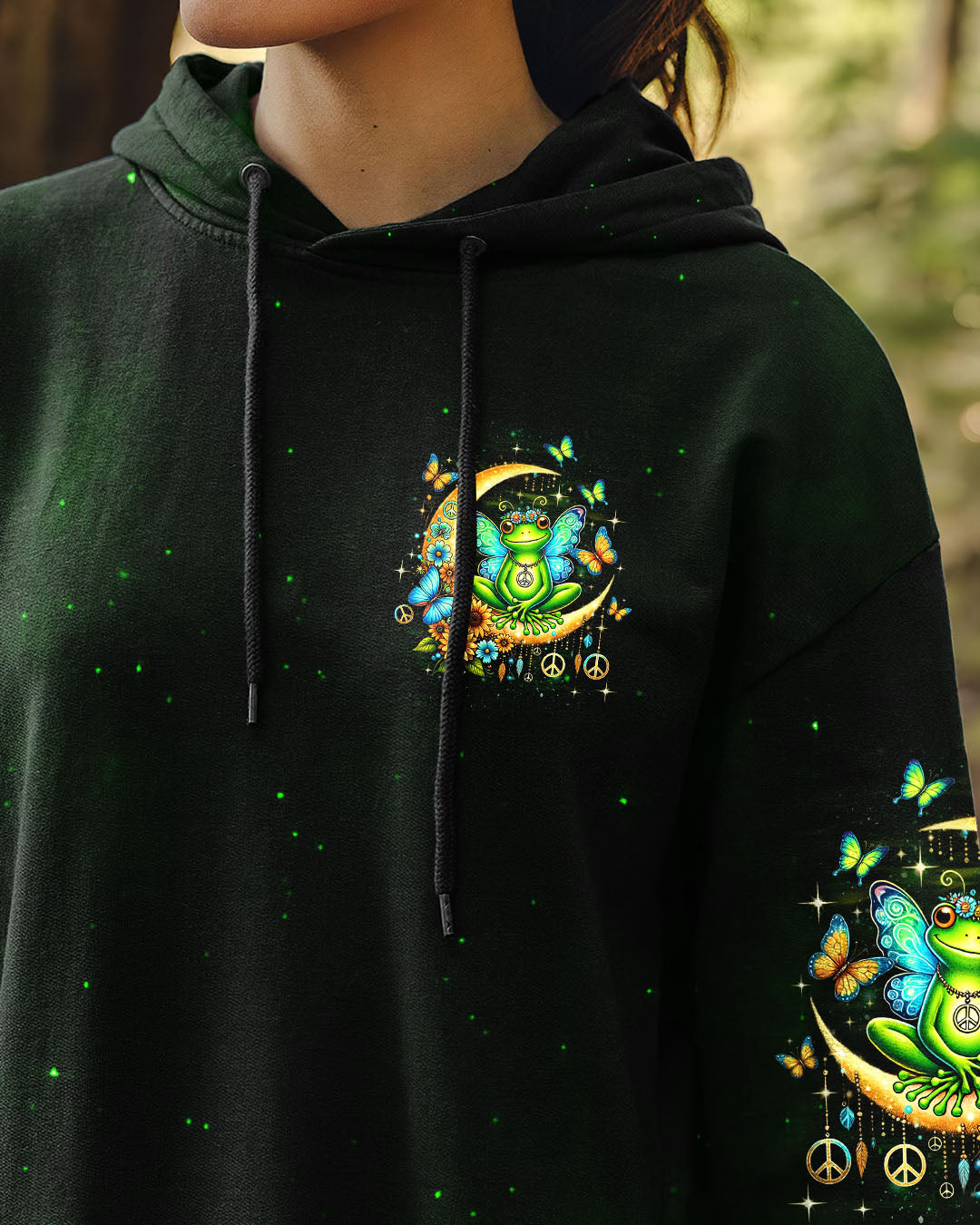 Be You The World Will Adjust Peace Frog Moon and Butterfly AOP Shirts _4_ zwhiD