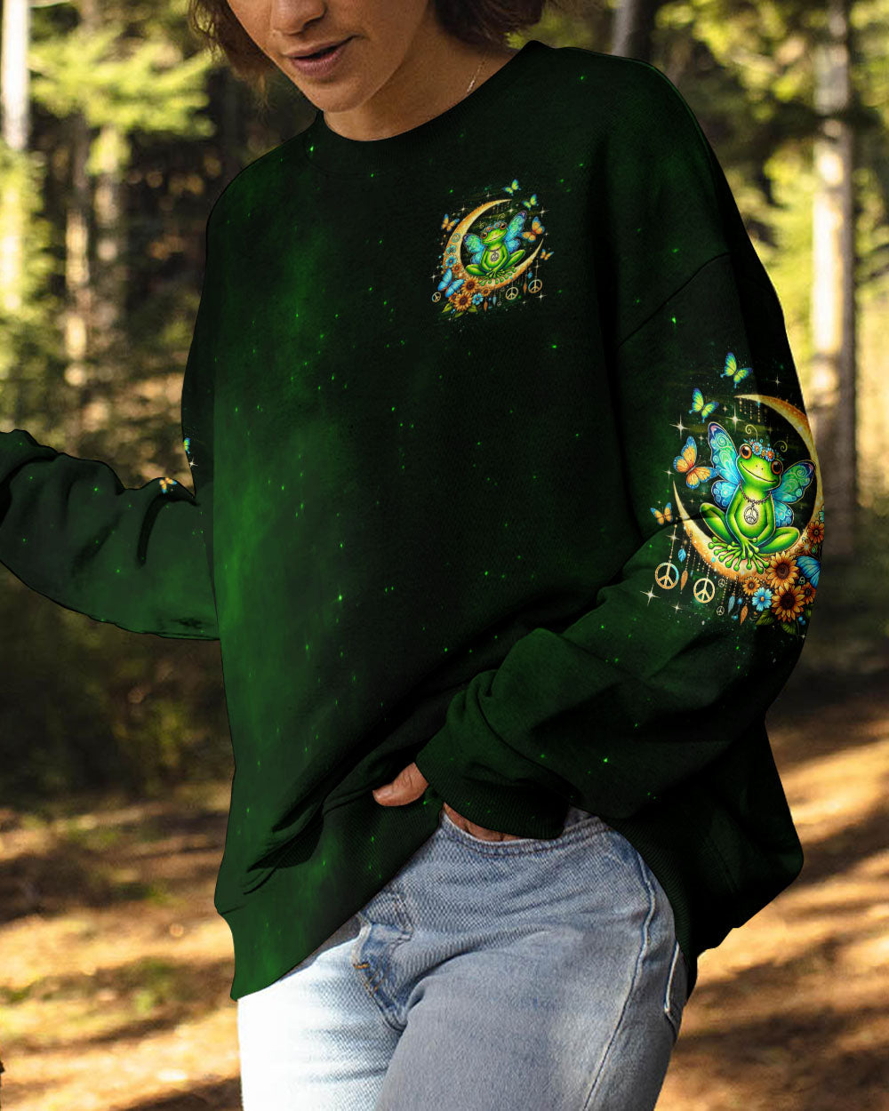 Be You The World Will Adjust Peace Frog Moon and Butterfly AOP Shirts _6_ LGDB8