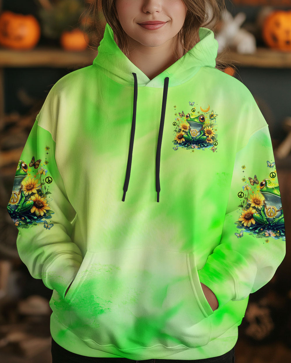 Be You The World Will Adjust Peace Frog and Sunflower AOP Shirts _6_ 4cd5A