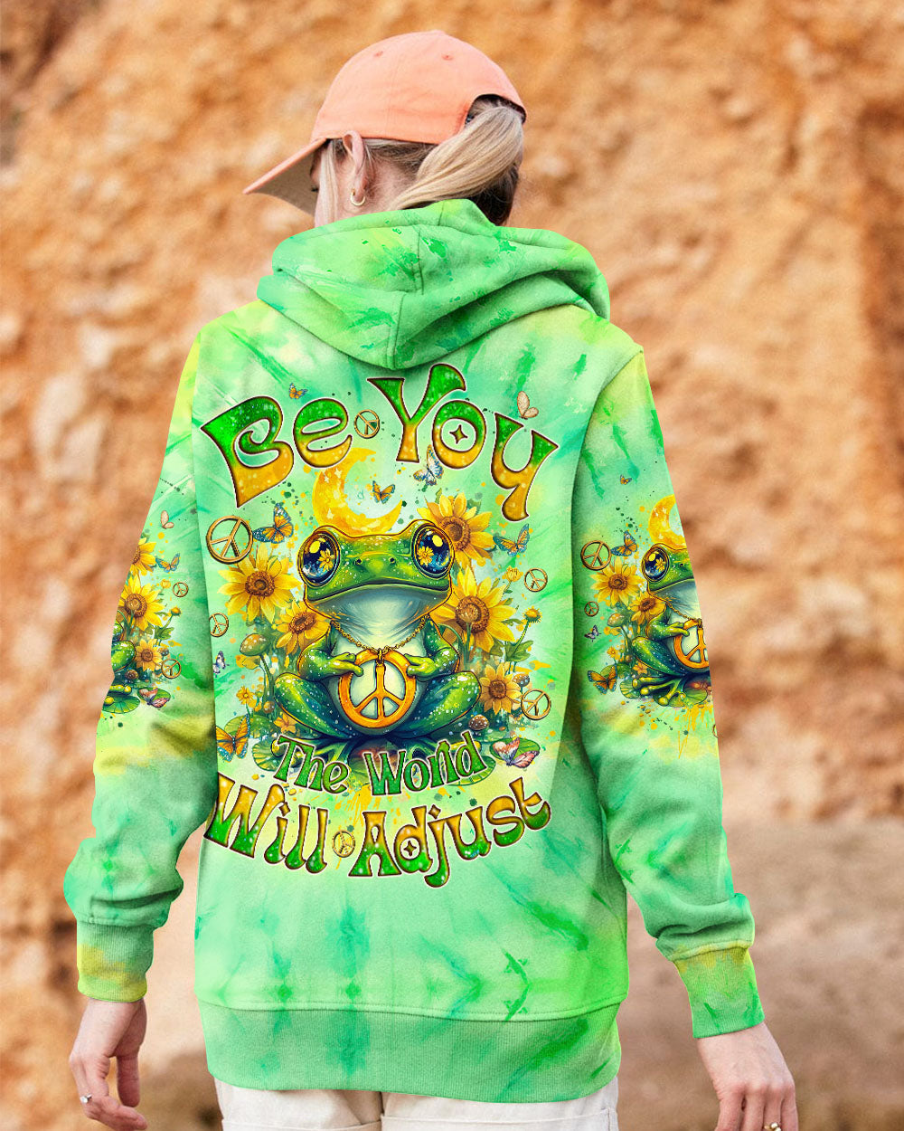 Be You The World Will Adjust Peace Frog and Sunflower Tie Dye Hippie AOP Shirts _13_ RqNHP