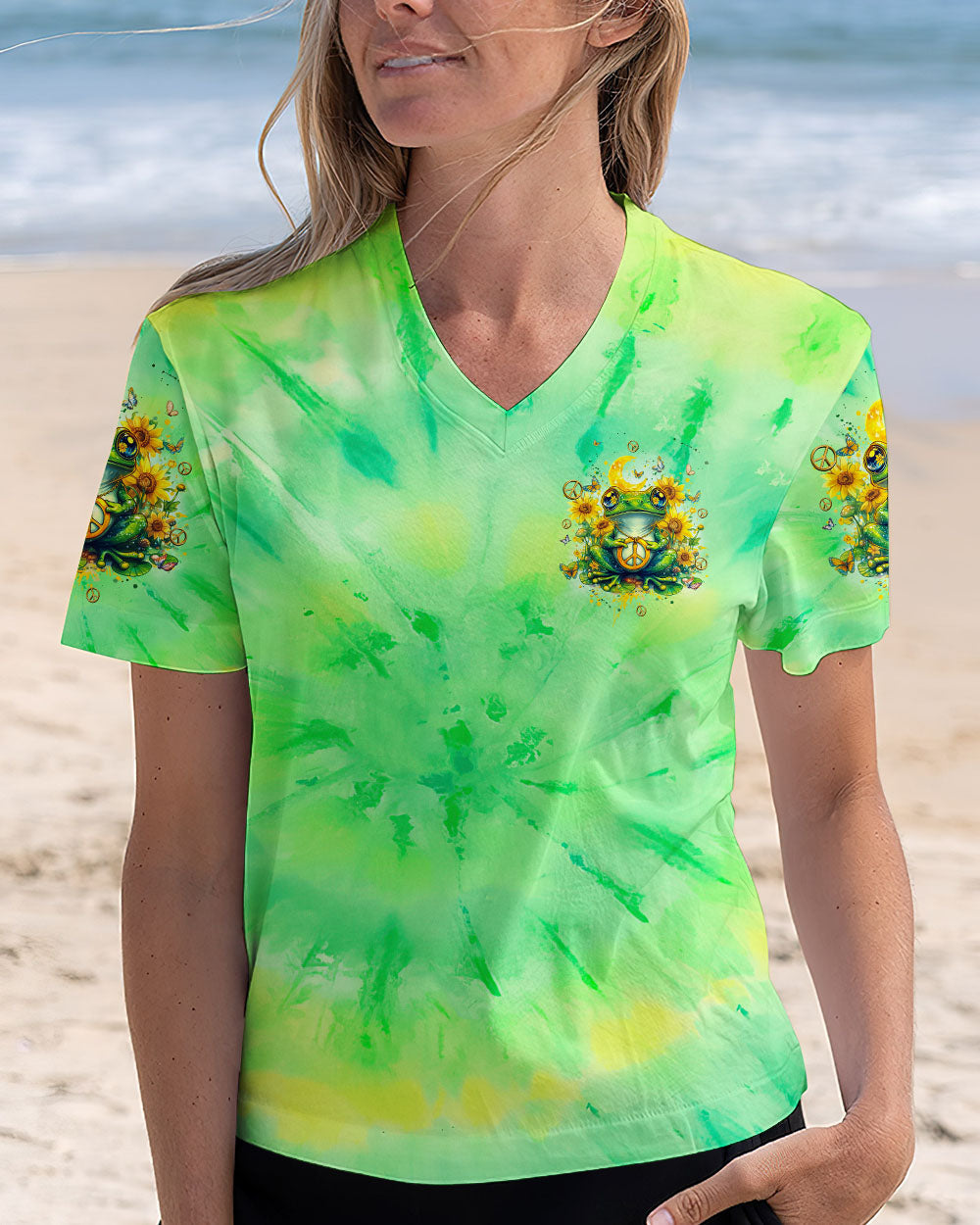 Be You The World Will Adjust Peace Frog and Sunflower Tie Dye Hippie AOP Shirts _2_ nXxPM