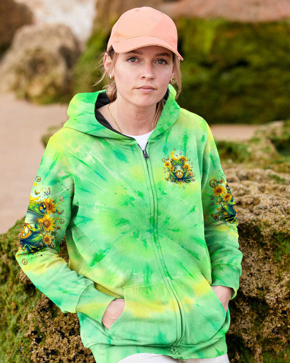 Be You The World Will Adjust Peace Frog and Sunflower Tie Dye Hippie AOP Shirts _8_ 7HwoW