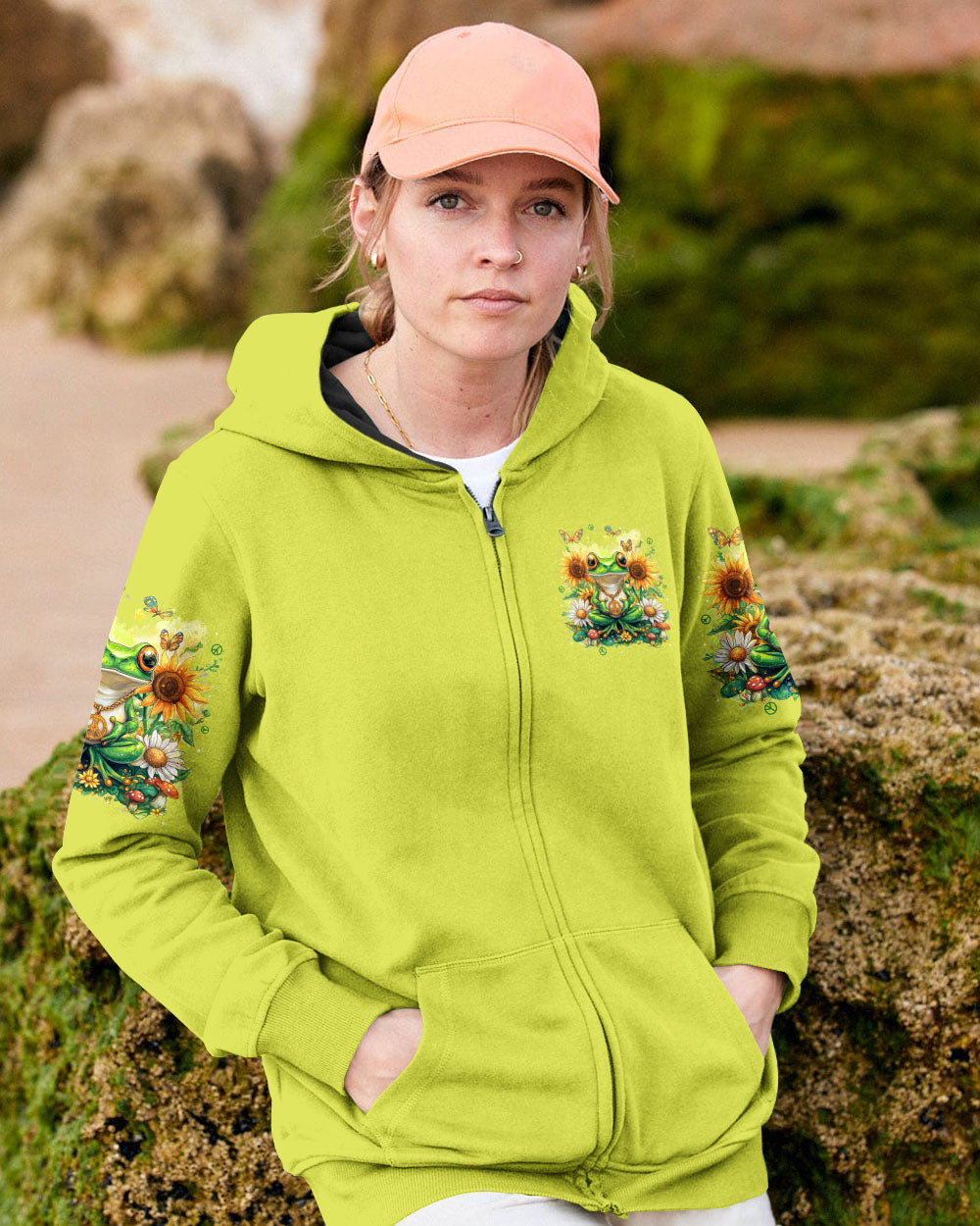 Be You The World Will Adjust Peace Frog with Daisy and Sunflowers Hippie Style AOP Shirts _8_ llh3K