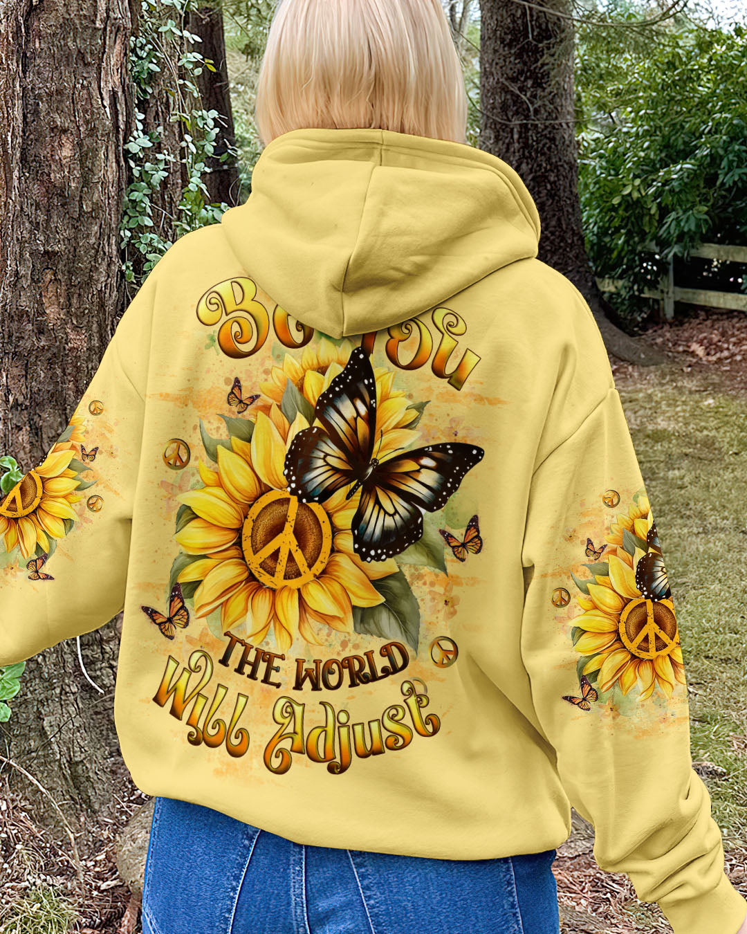 Be You The World Will Adjust Peace Sign Butterfly Inspirational AOP Shirts _12_ hx22U