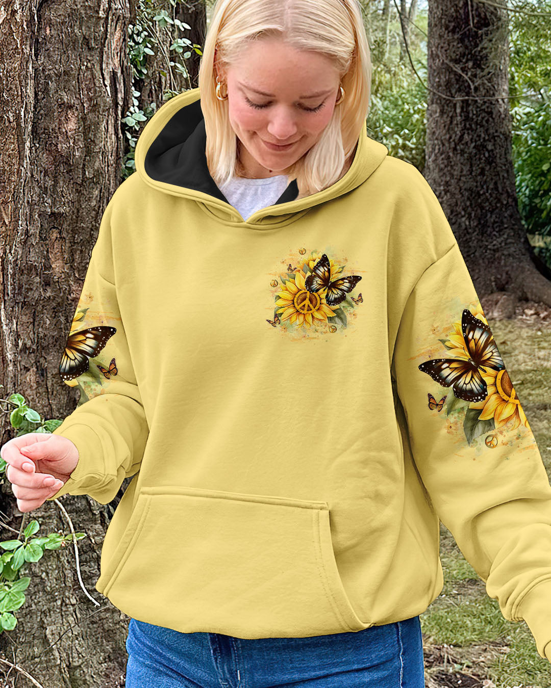 Be You The World Will Adjust Peace Sign Butterfly Inspirational AOP Shirts _4_ Vr5jR