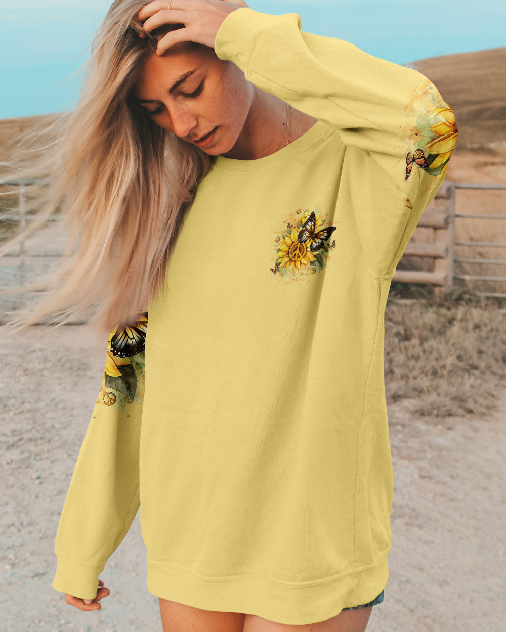 Be You The World Will Adjust Peace Sign Butterfly Inspirational AOP Shirts _6_ mSnWJ