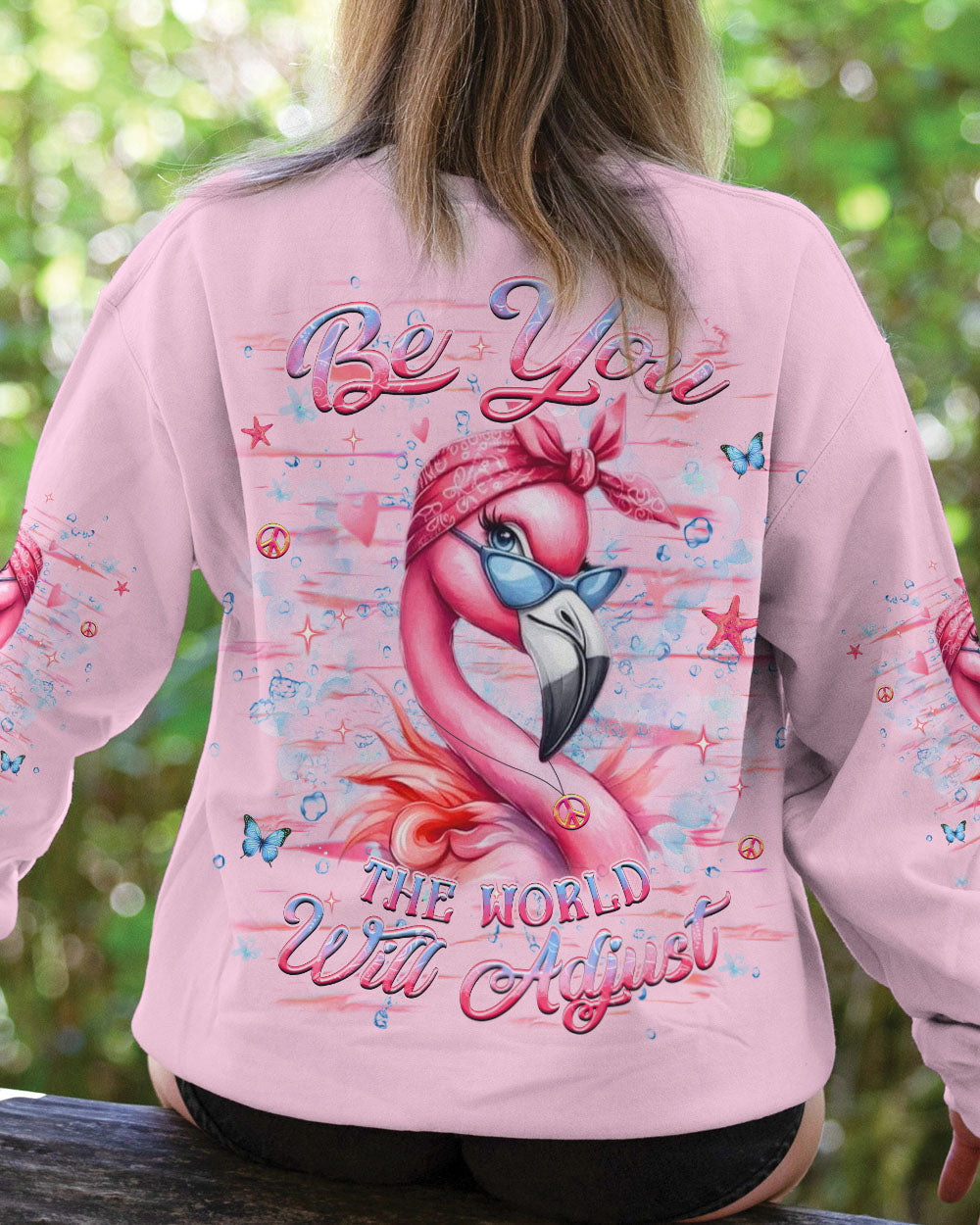 Be You The World Will Adjust Pink Flamingo Sassy Gift Graphic for Women AOP Shirts _3_ 2kGF9