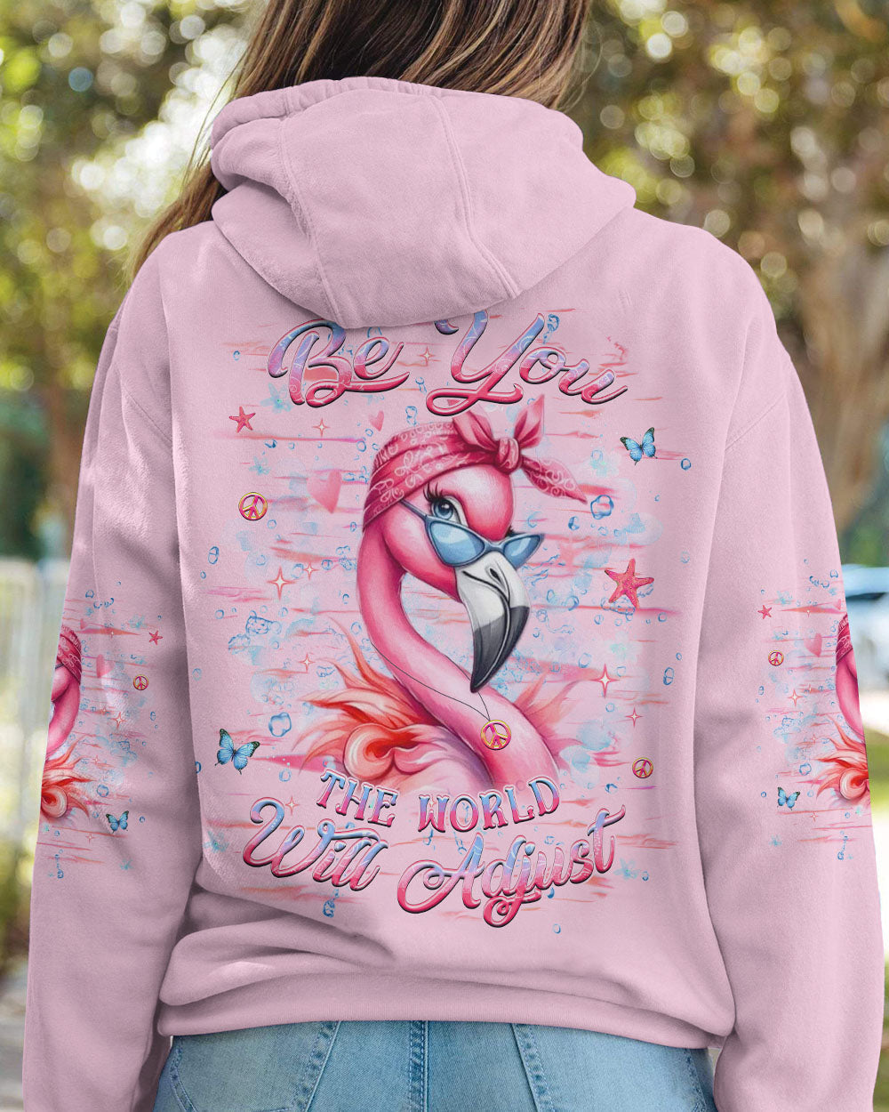 Be You The World Will Adjust Pink Flamingo Sassy Gift Graphic for Women AOP Shirts _8_ LhIJP