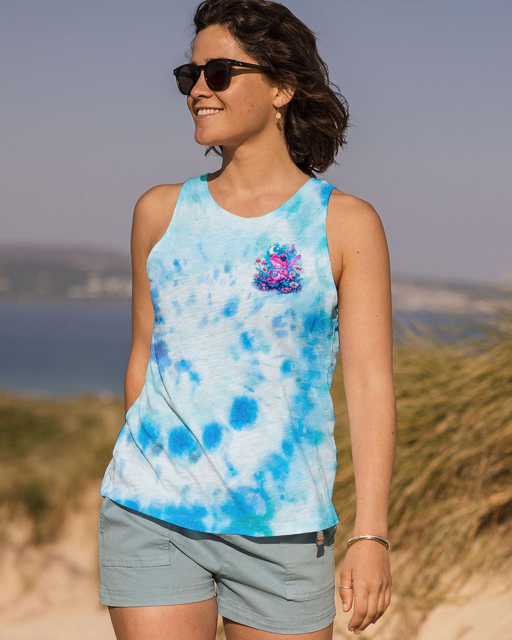 Be You The World Will Adjust Pink Peace Frog and Moon Tie Dye AOP Shirts _10_ 98Jr5