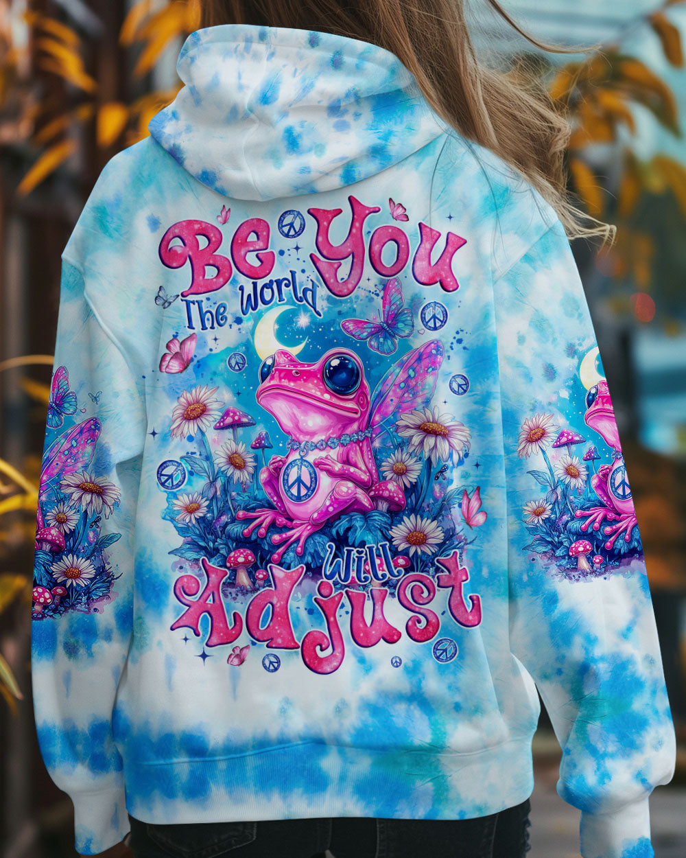 Be You The World Will Adjust Pink Peace Frog and Moon Tie Dye AOP Shirts _12_ 8xp7R