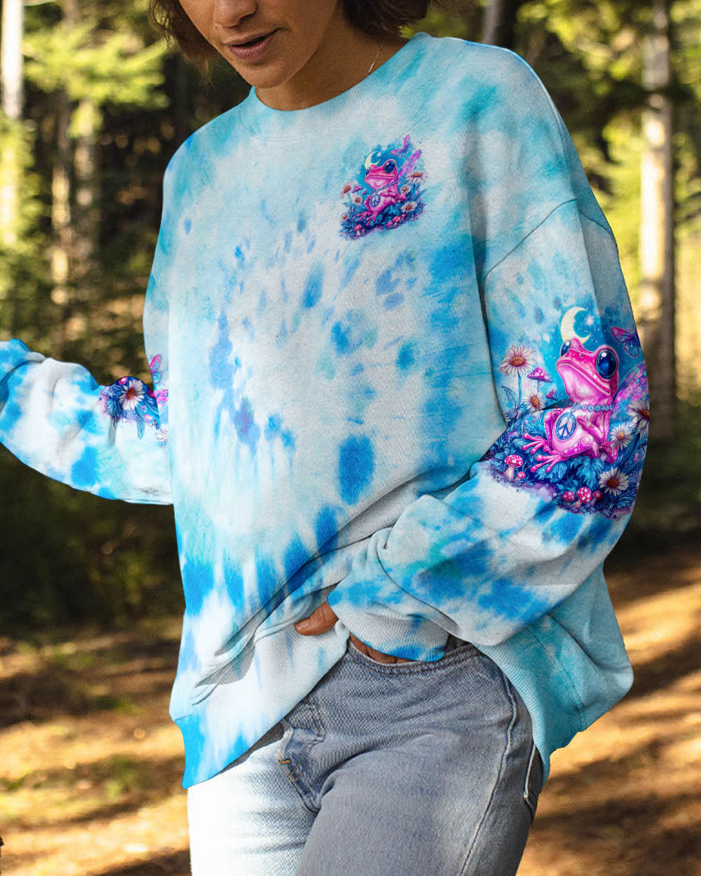 Be You The World Will Adjust Pink Peace Frog and Moon Tie Dye AOP Shirts _6_ mt09A