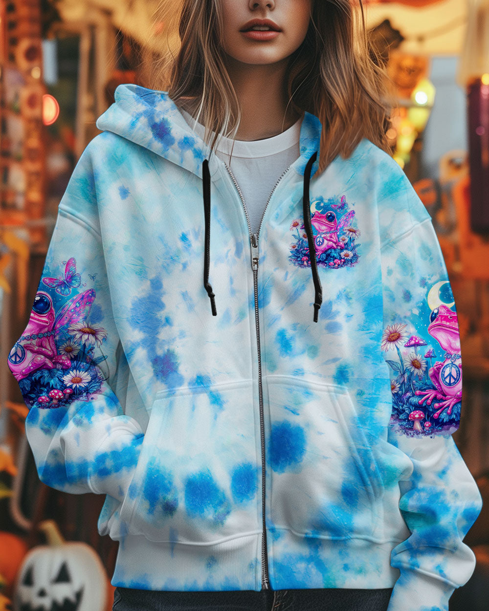 Be You The World Will Adjust Pink Peace Frog and Moon Tie Dye AOP Shirts _8_ GXgk6