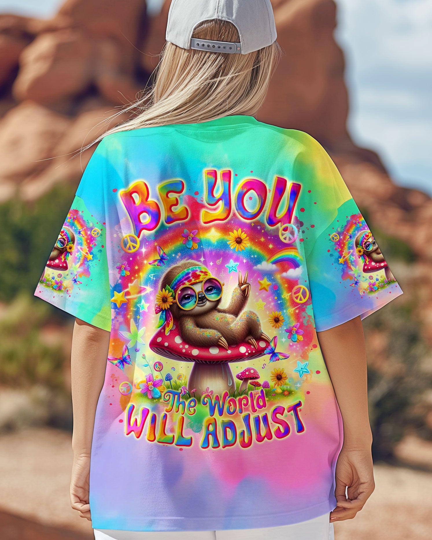 Be You The World Will Adjust Sloth Design Tie Dye for Women AOP Shirts _4_ b650M