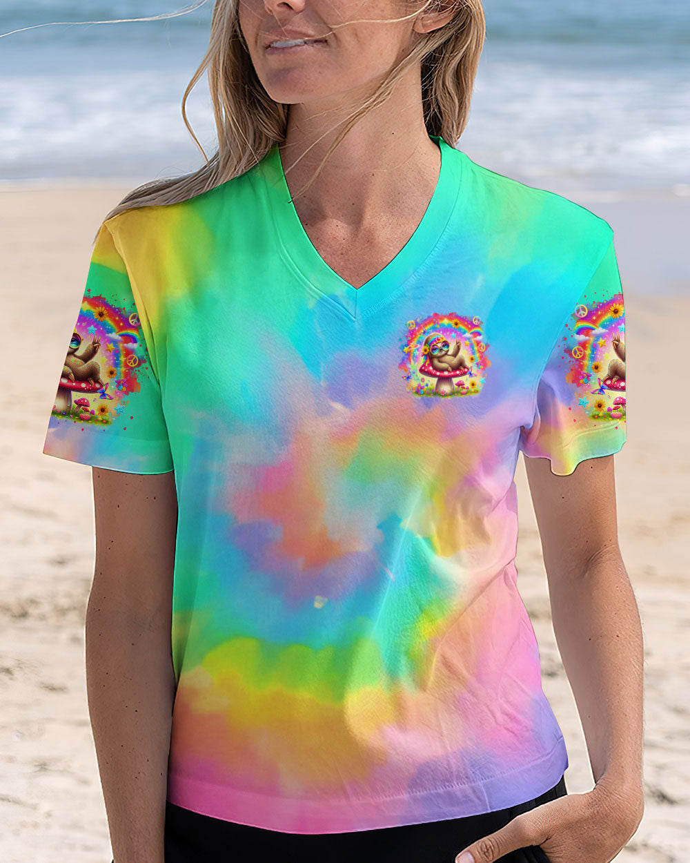 Be You The World Will Adjust Sloth Design Tie Dye for Women AOP Shirts _5_ yfIdO