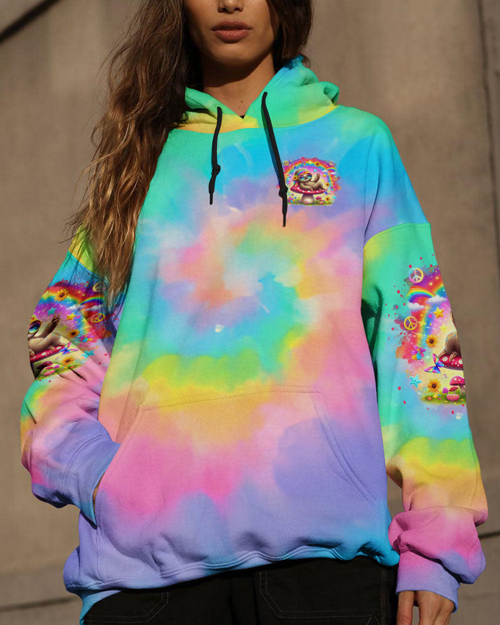 Be You The World Will Adjust Sloth Design Tie Dye for Women AOP Shirts _7_ 4ogPq