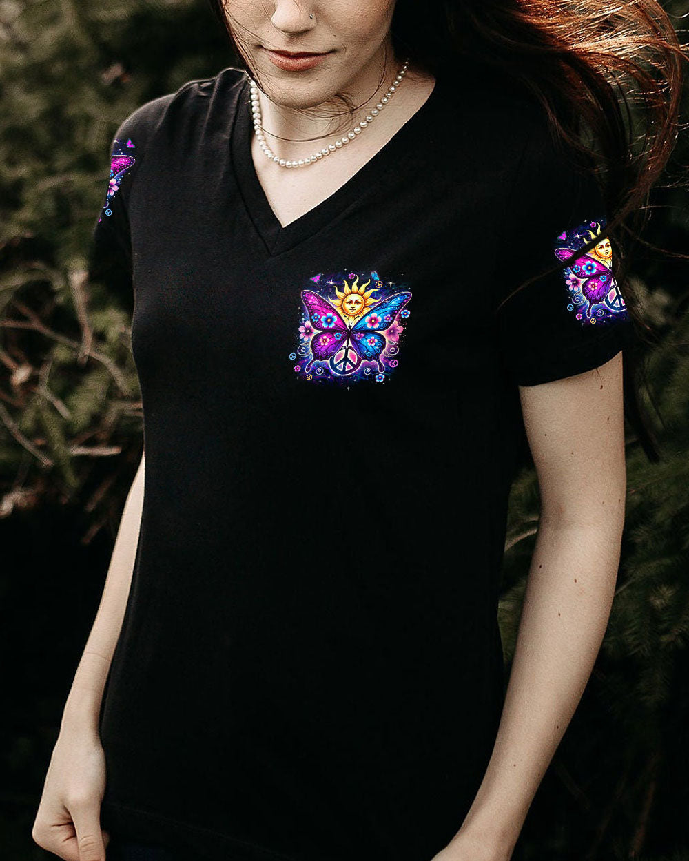 Be You The World Will Adjust Sun and Butterfly Hippie AOP Shirts _12_ glcP2