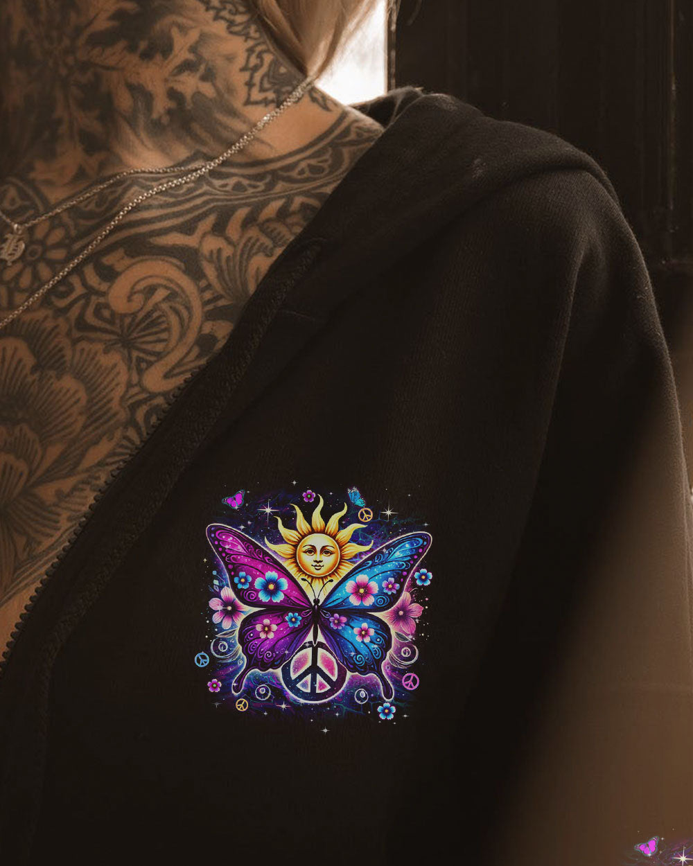 Be You The World Will Adjust Sun and Butterfly Hippie AOP Shirts _4_ XRP2B