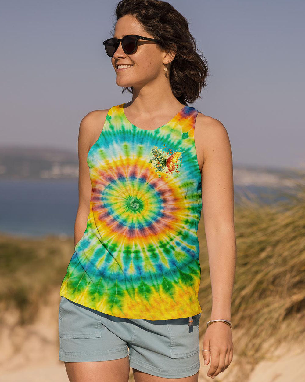 Be You The World Will Adjust Tie Dye Butterfly with Flowers AOP Shirts _11_ GPIG6