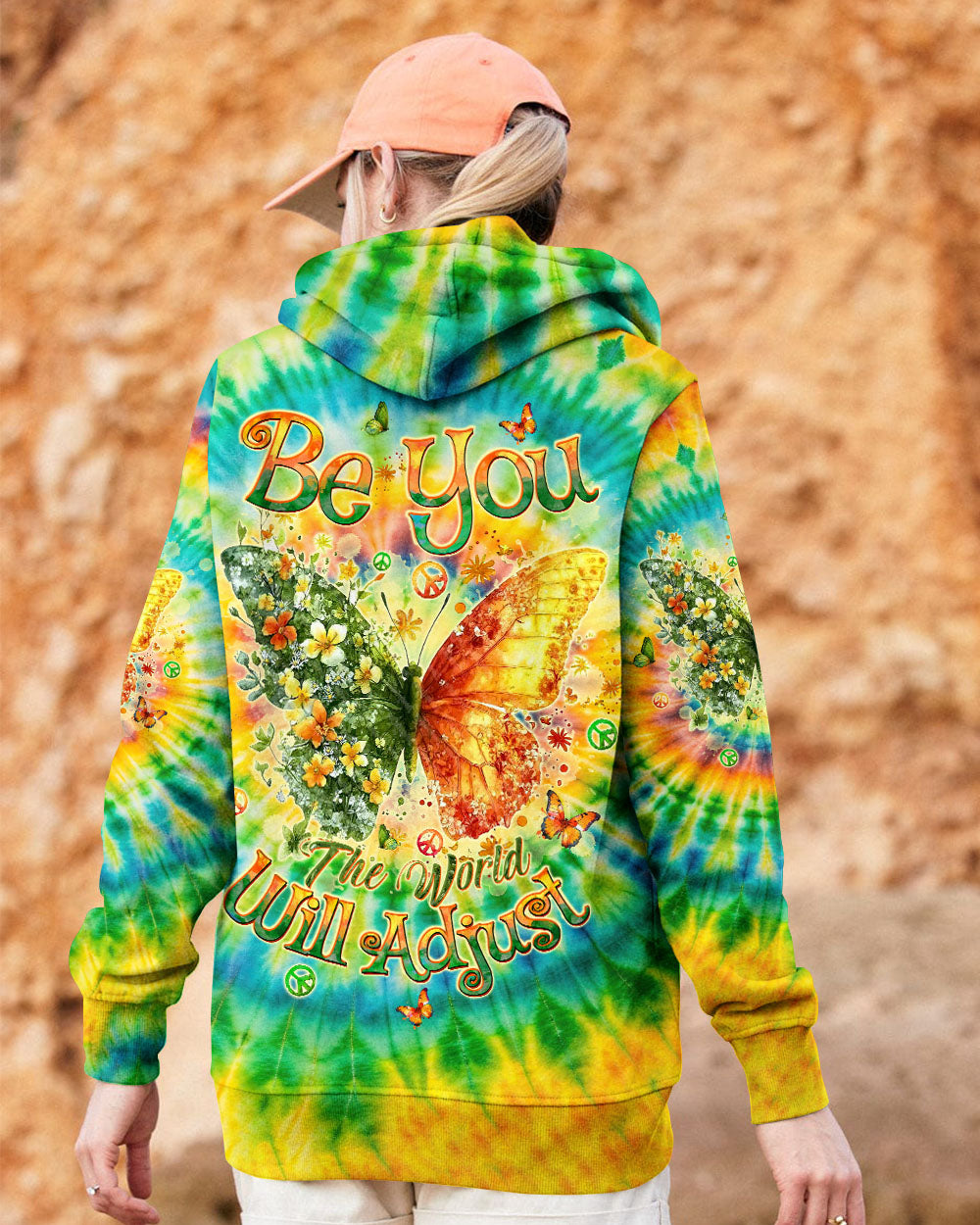 Be You The World Will Adjust Tie Dye Butterfly with Flowers AOP Shirts _9_ 3xJpe