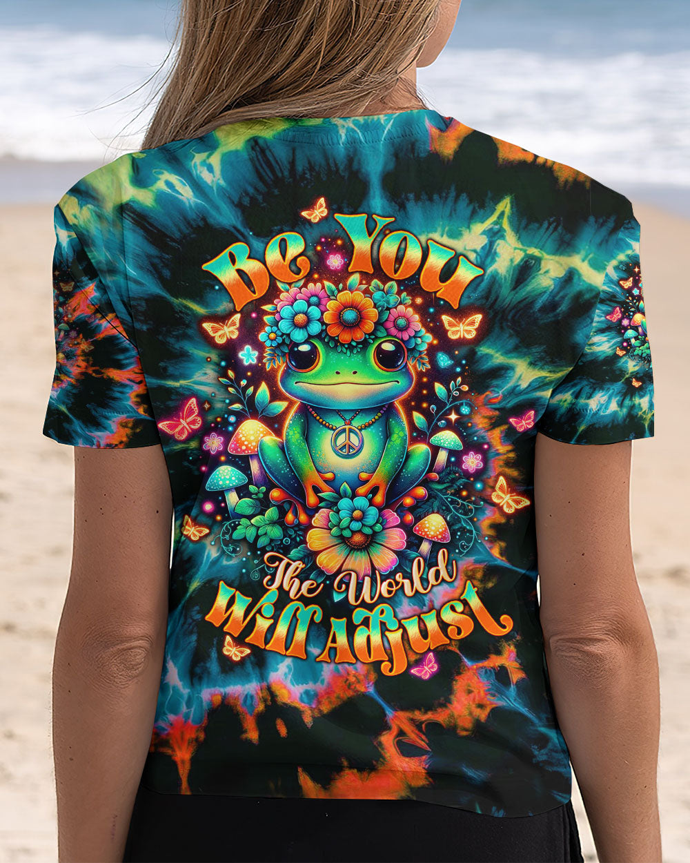 Be You The World Will Adjust Tie Dye Frog Mushroom Psychedelic AOP Shirts _3_ MWnsl