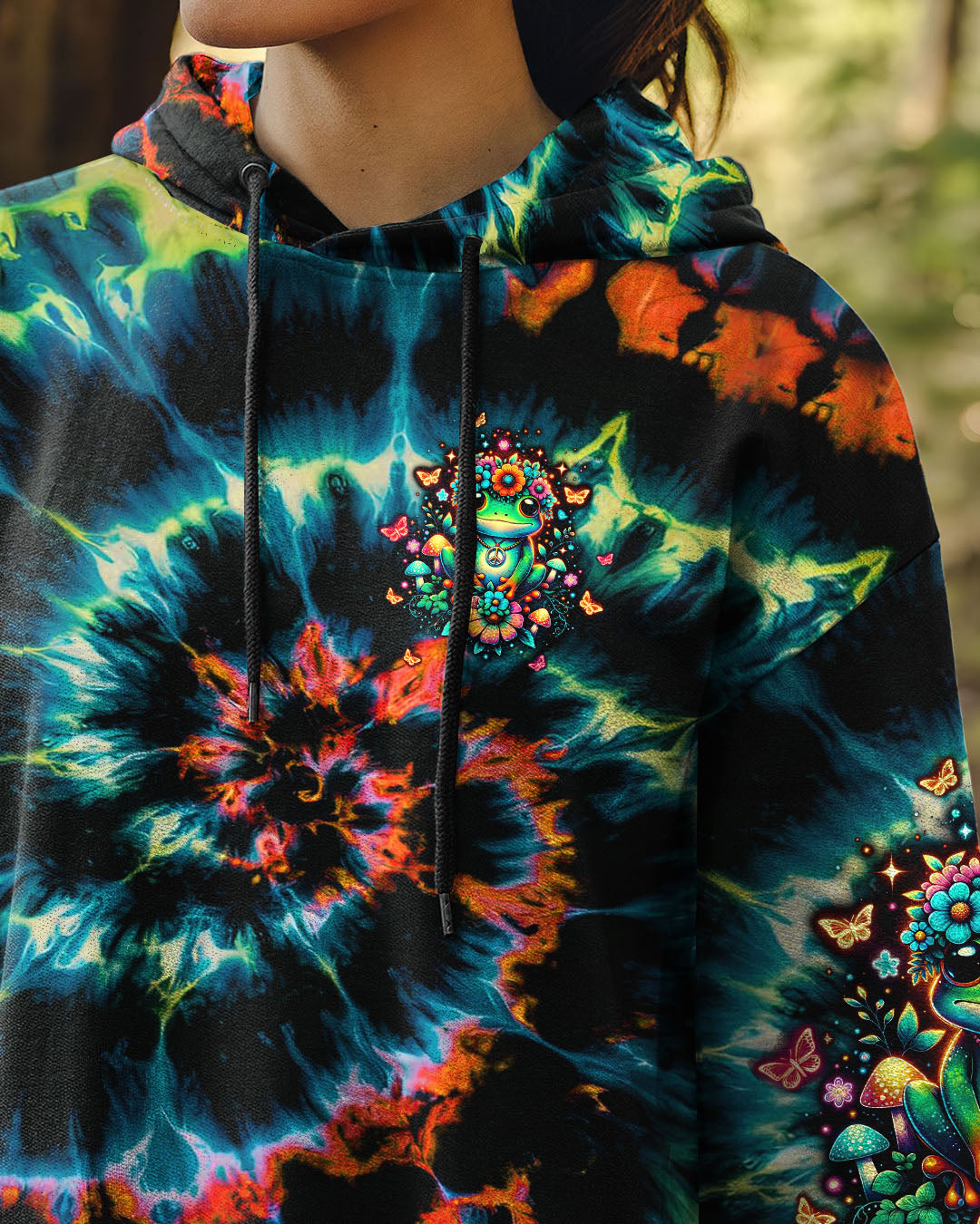 Be You The World Will Adjust Tie Dye Frog Mushroom Psychedelic AOP Shirts _4_ a57Aw