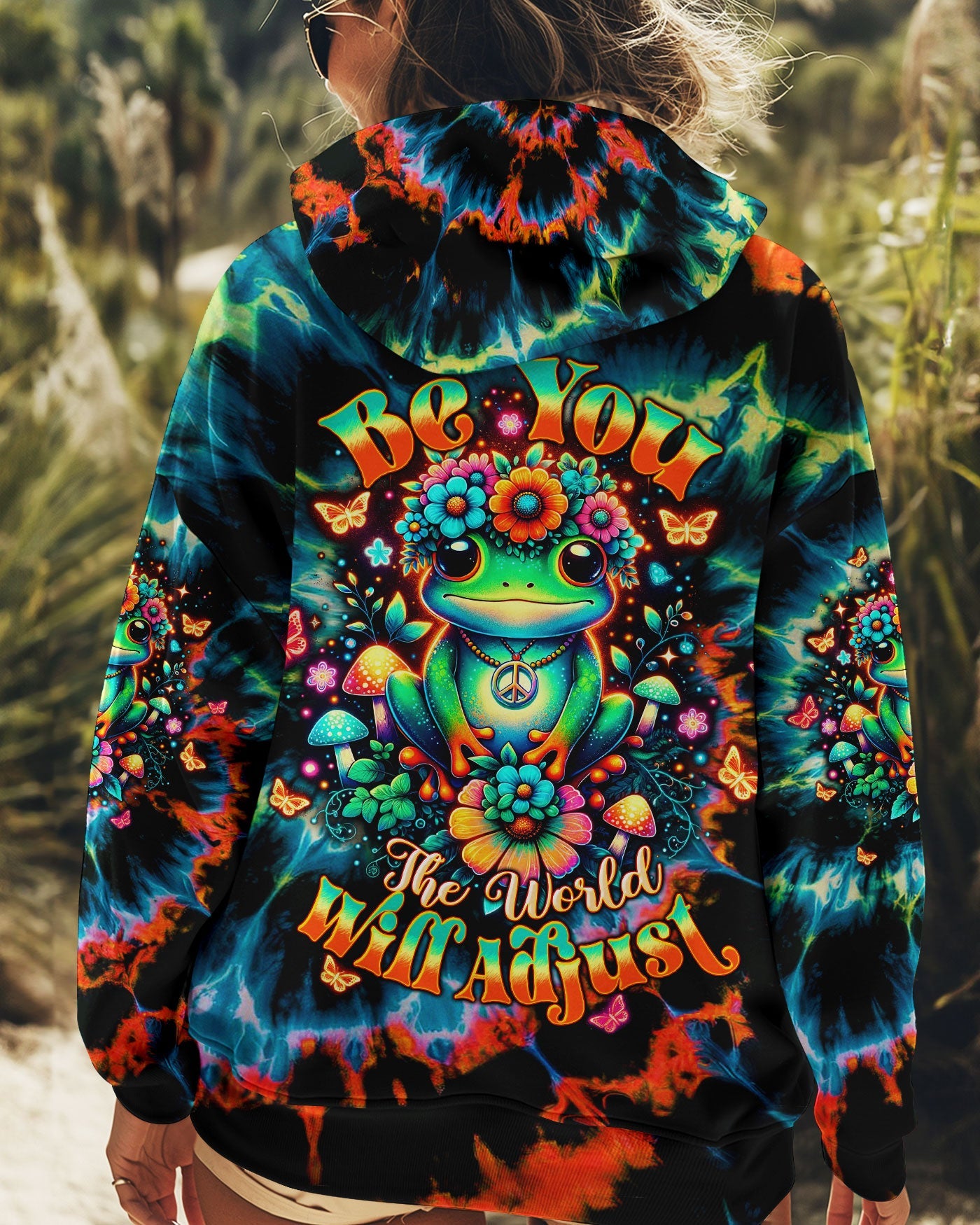 Be You The World Will Adjust Tie Dye Frog Mushroom Psychedelic AOP Shirts _5_ hHoID