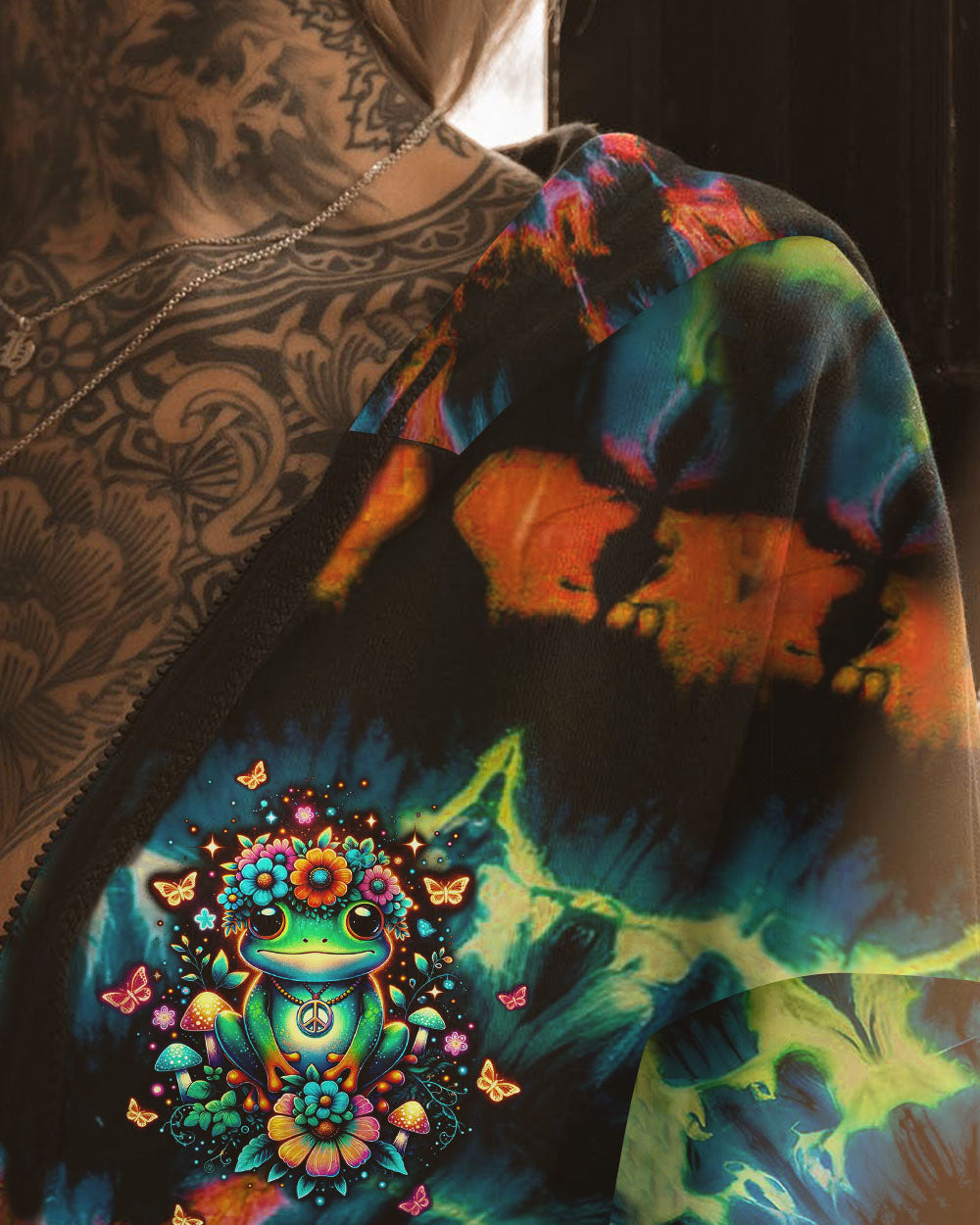 Be You The World Will Adjust Tie Dye Frog Mushroom Psychedelic AOP Shirts _8_ aOFo2