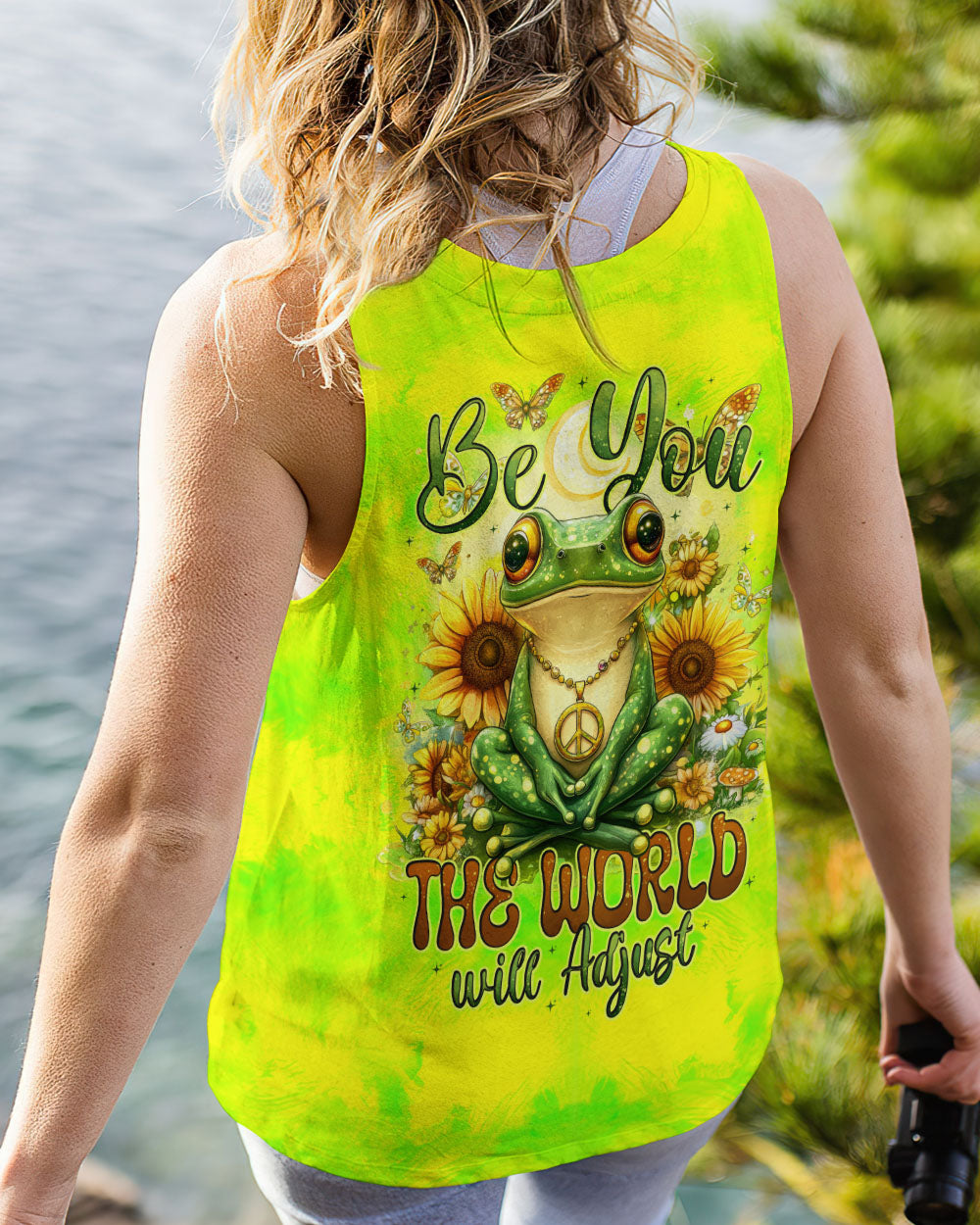 Be You The World Will Adjust Tie Dye Frog Peace Sunflower AOP Shirts _12_ XCisk