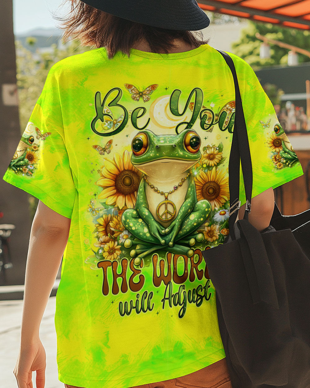 Be You The World Will Adjust Tie Dye Frog Peace Sunflower AOP Shirts _3_ YXRIK