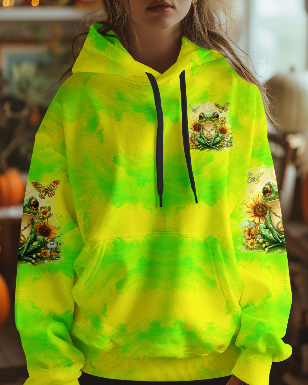 Be You The World Will Adjust Tie Dye Frog Peace Sunflower AOP Shirts _4_ eSvKs